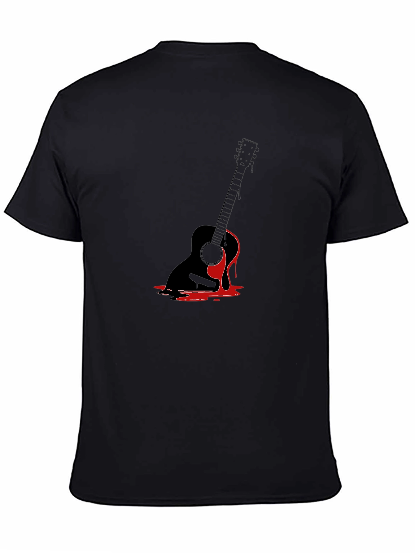 Guitar Drip Graphic Tee - Black Cotton T-Shirt
