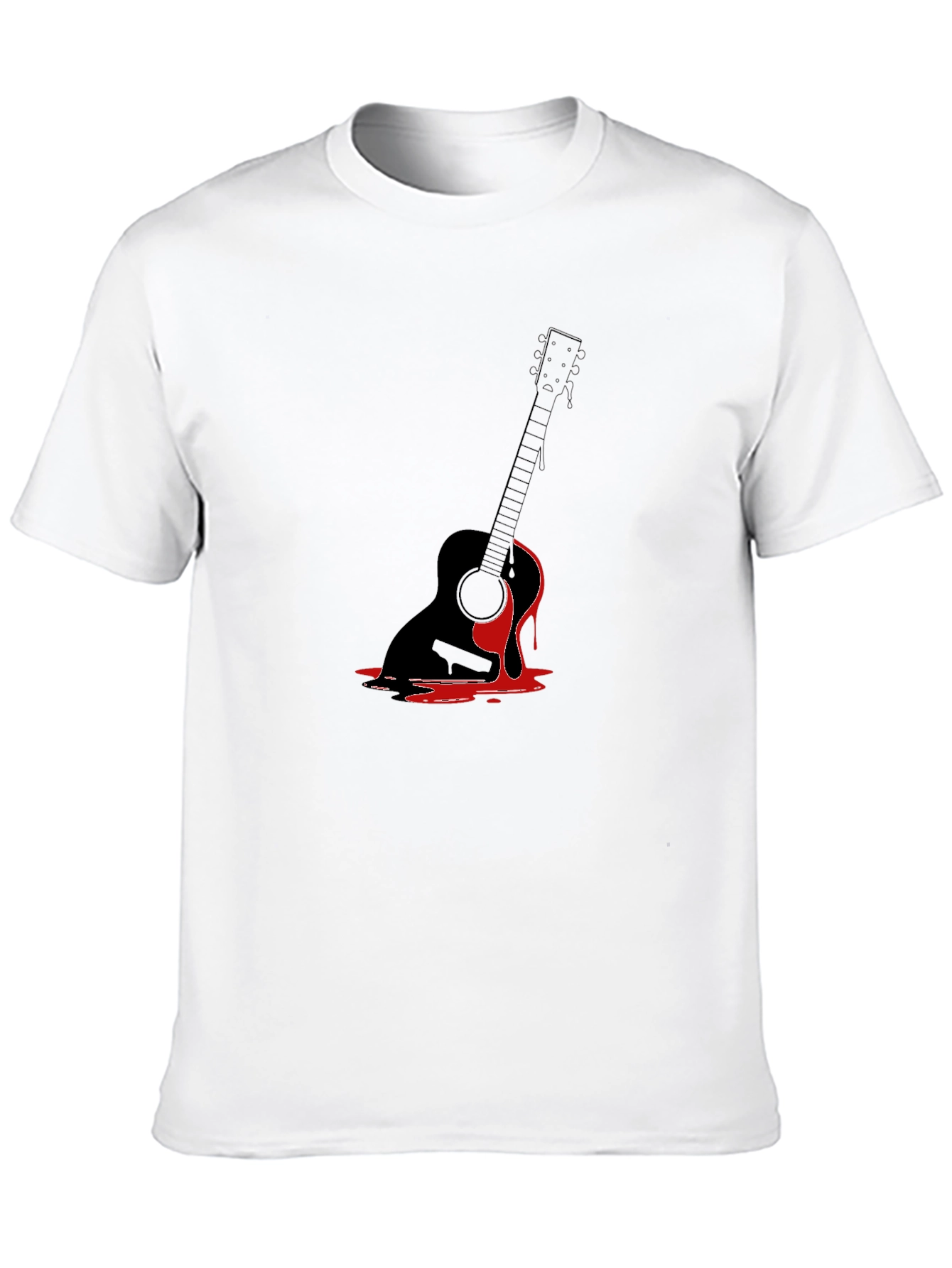 Guitar Drip Graphic Tee - Black Cotton T-Shirt