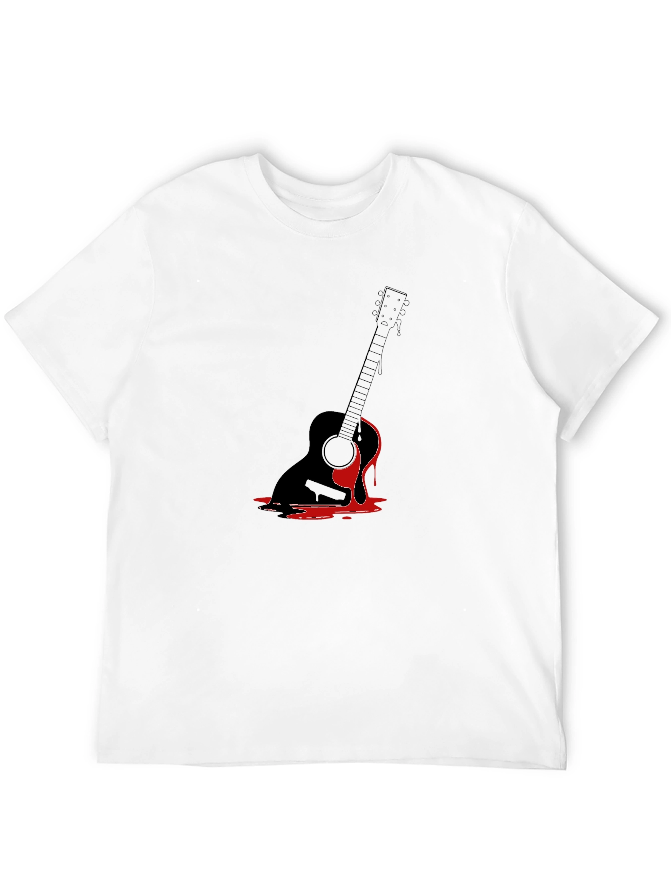 Guitar Drip Graphic Tee - Black Cotton T-Shirt