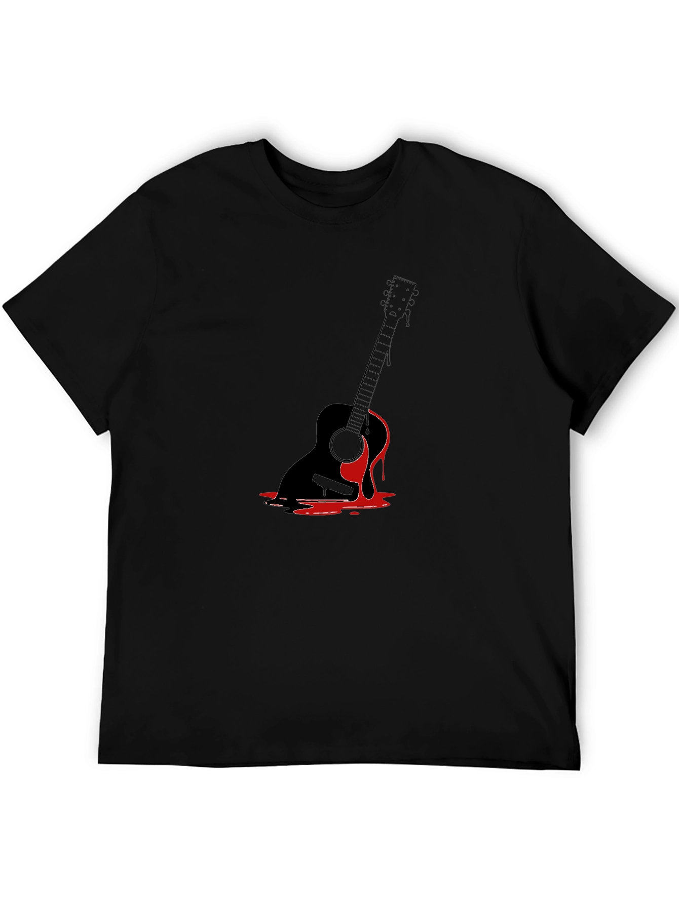 Guitar Drip Graphic Tee - Black Cotton T-Shirt