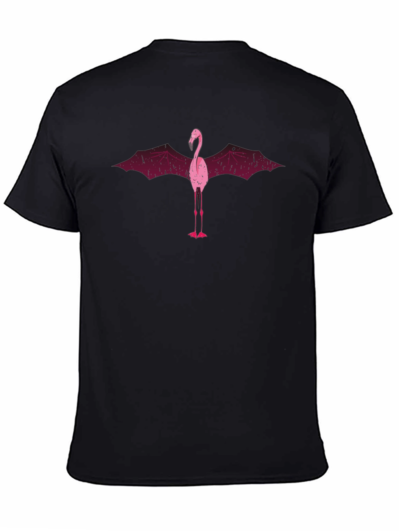 Flamingo Bat Wing Graphic T-Shirt - Mens Black Tee