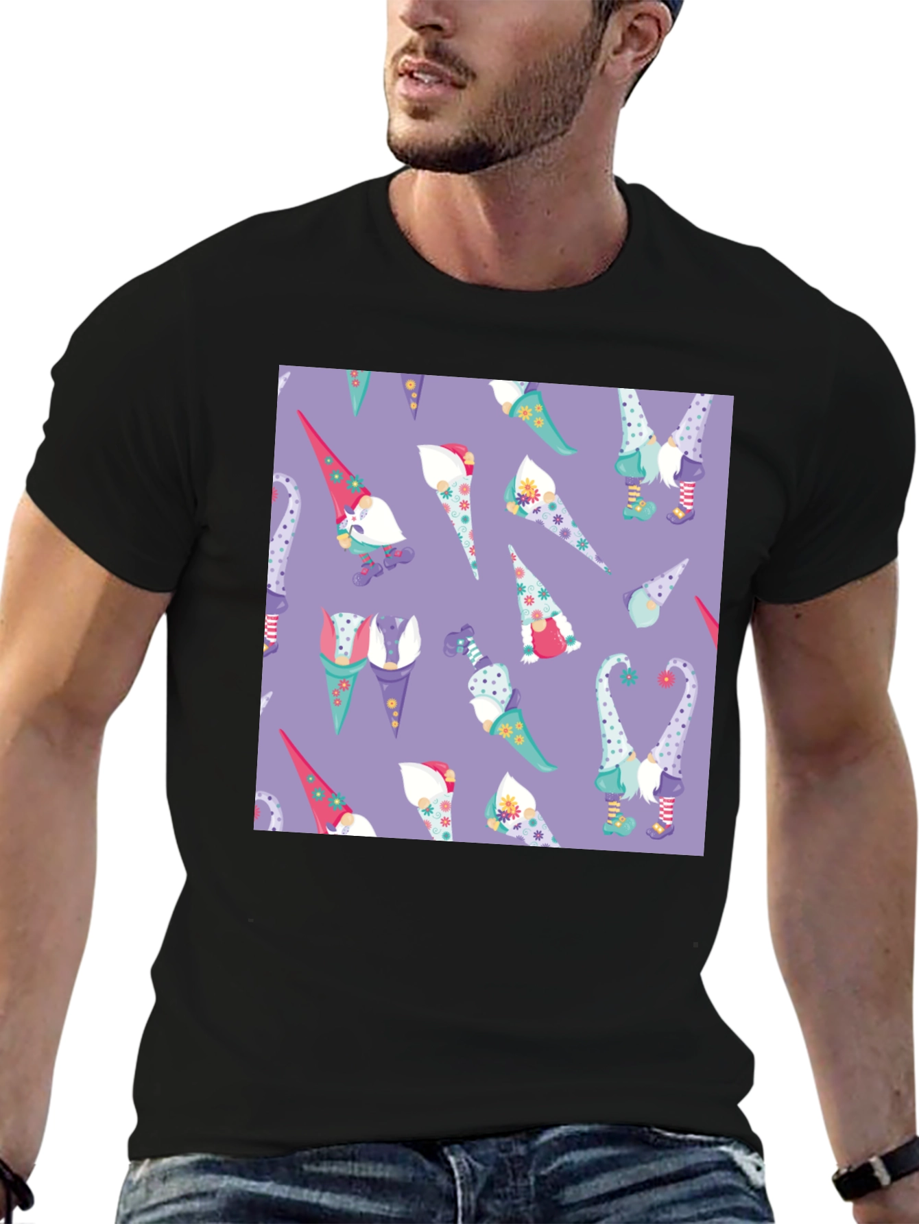 Novelty Gnome Pattern T-Shirt