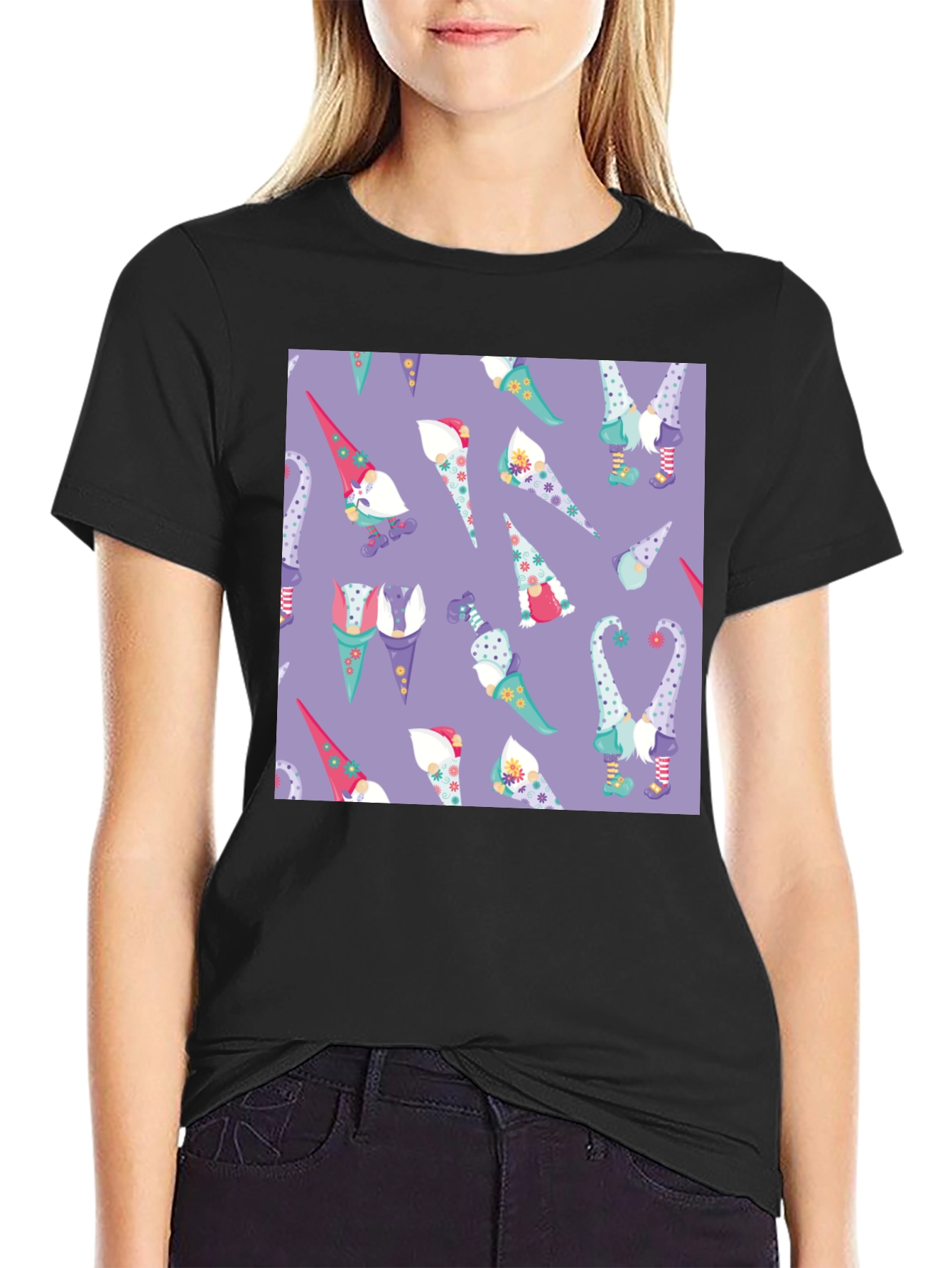 Novelty Gnome Pattern T-Shirt