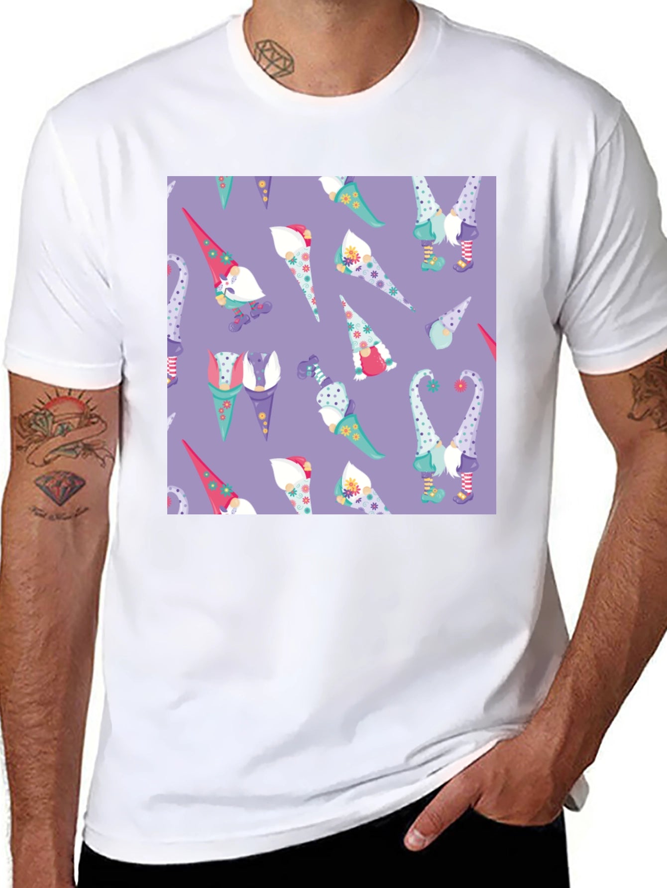 Novelty Gnome Pattern T-Shirt