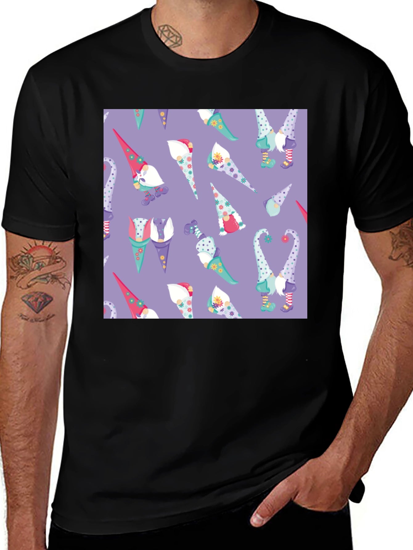 Novelty Gnome Pattern T-Shirt