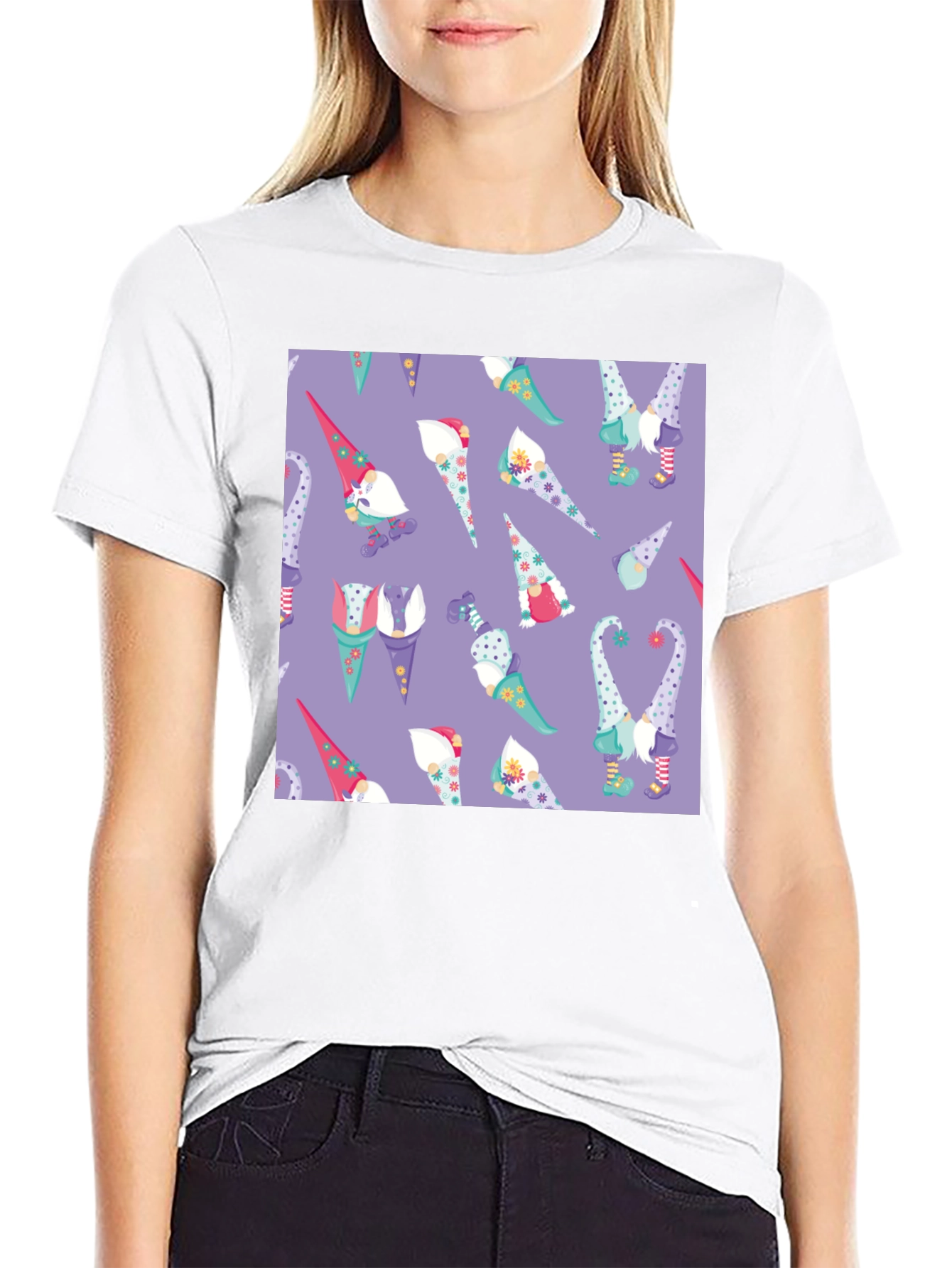 Novelty Gnome Pattern T-Shirt
