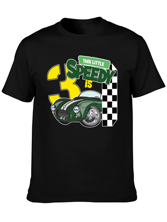 Little Speedy is 3 T-Shirt - Racing Car 3rd Birthday Tee