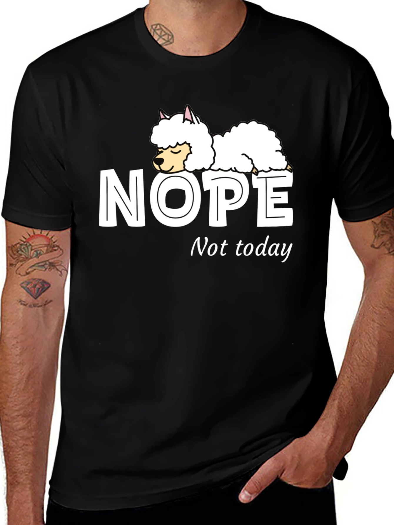 Nope Not Today T-Shirt with Sleeping Llama Graphic