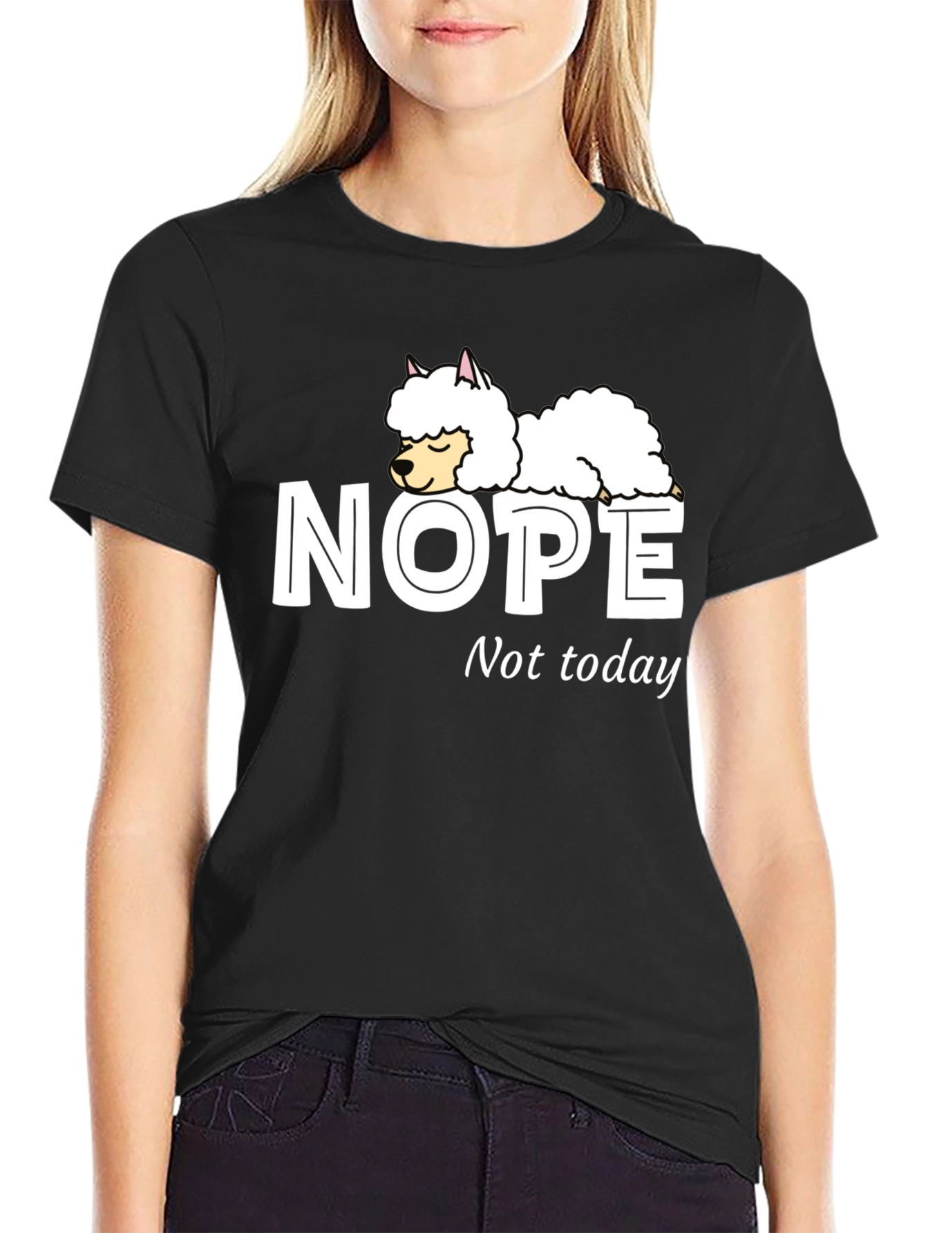 Nope Not Today T-Shirt with Sleeping Llama Graphic