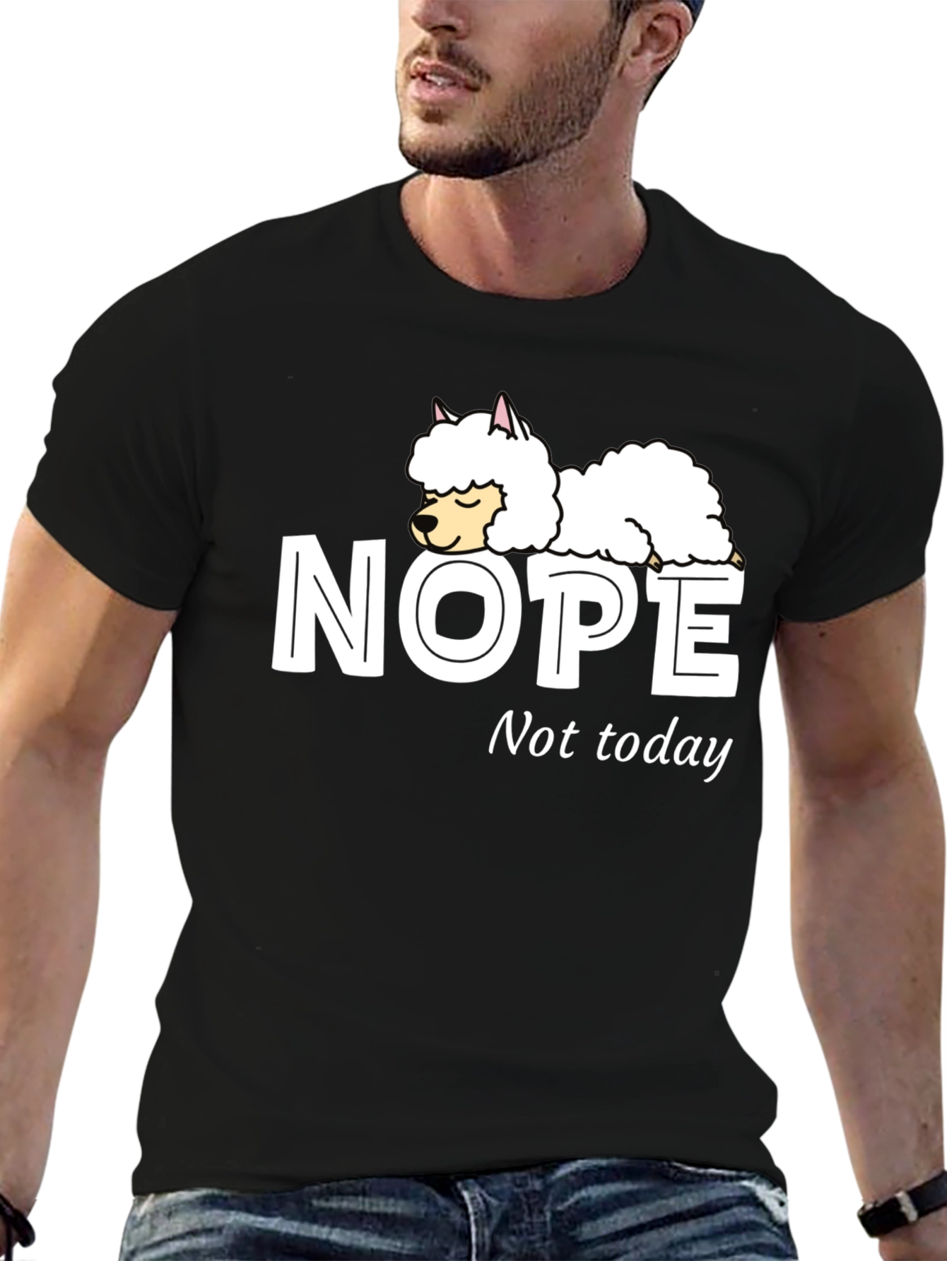 Nope Not Today T-Shirt with Sleeping Llama Graphic