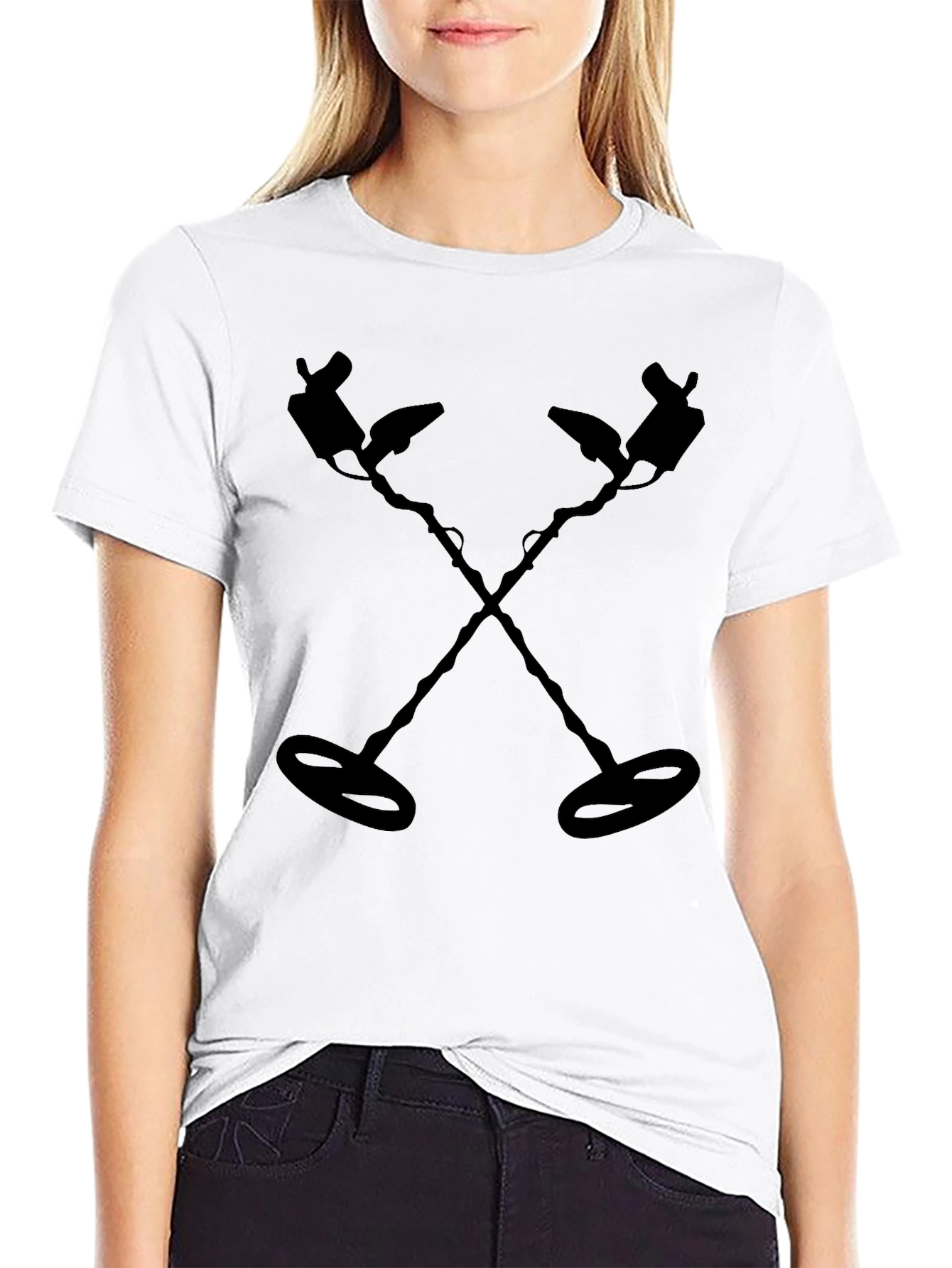 Metal Detector Graphic Tee - Black Crew Neck