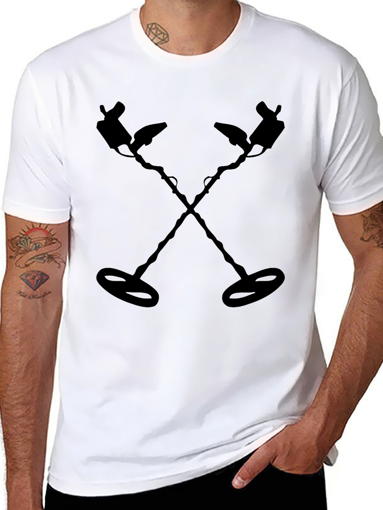 Metal Detector Graphic Tee - Black Crew Neck