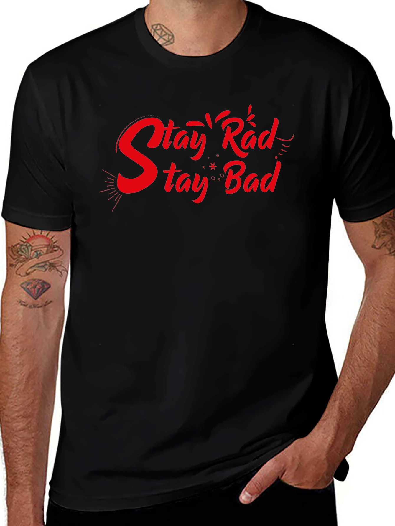 Stay Rad Stay Bad Black Graphic T-Shirt