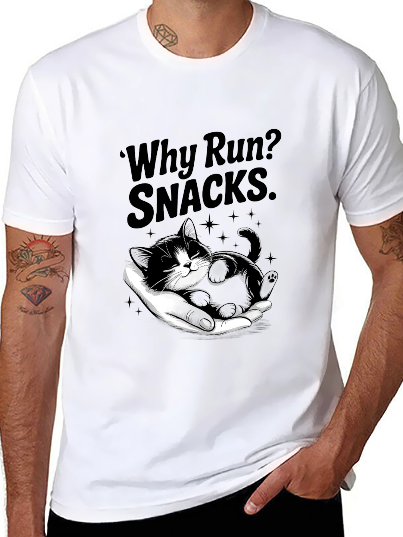 Why Run? Snacks T-Shirt - Cute Kitten Design