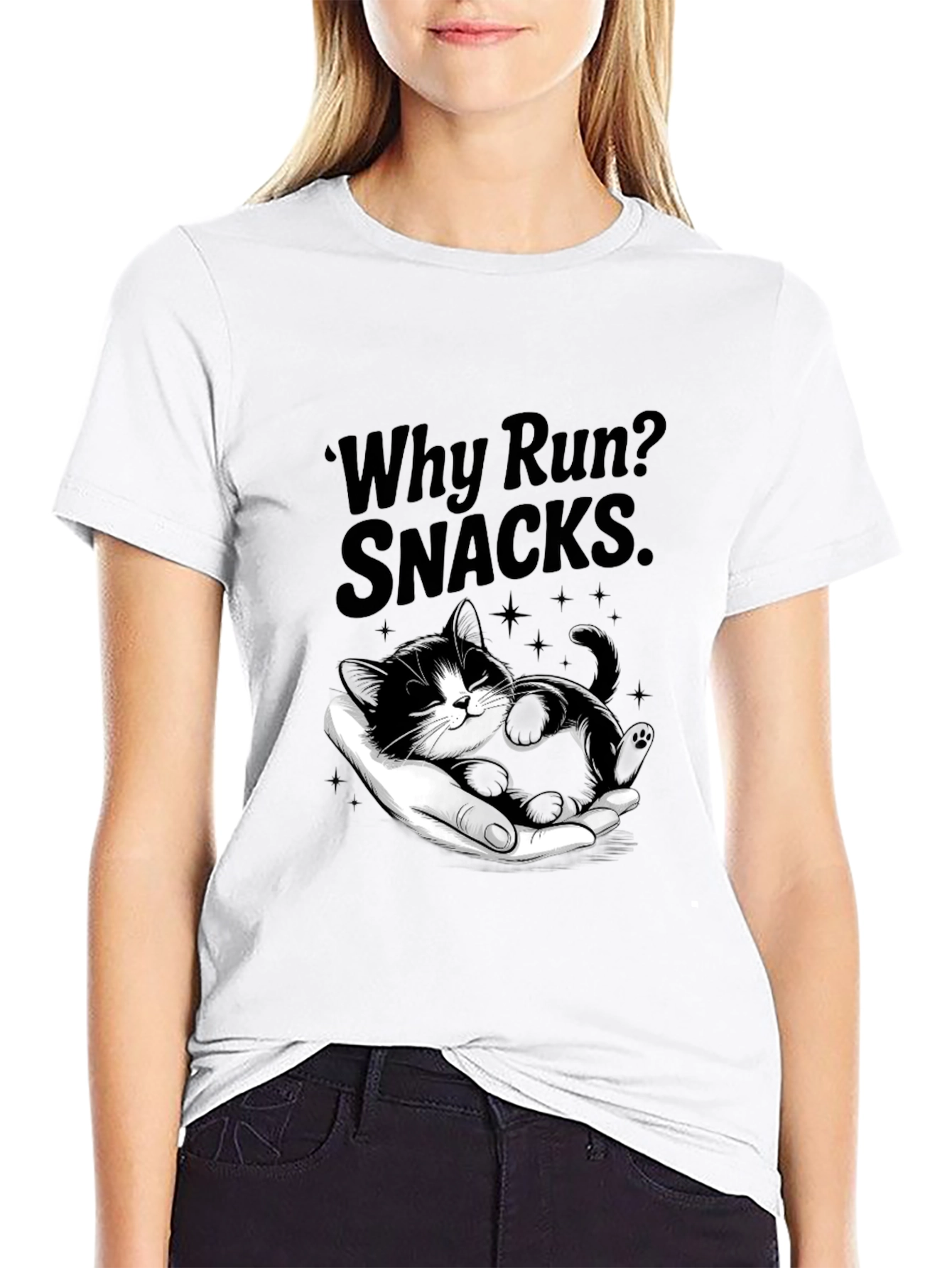 Why Run? Snacks T-Shirt - Cute Kitten Design