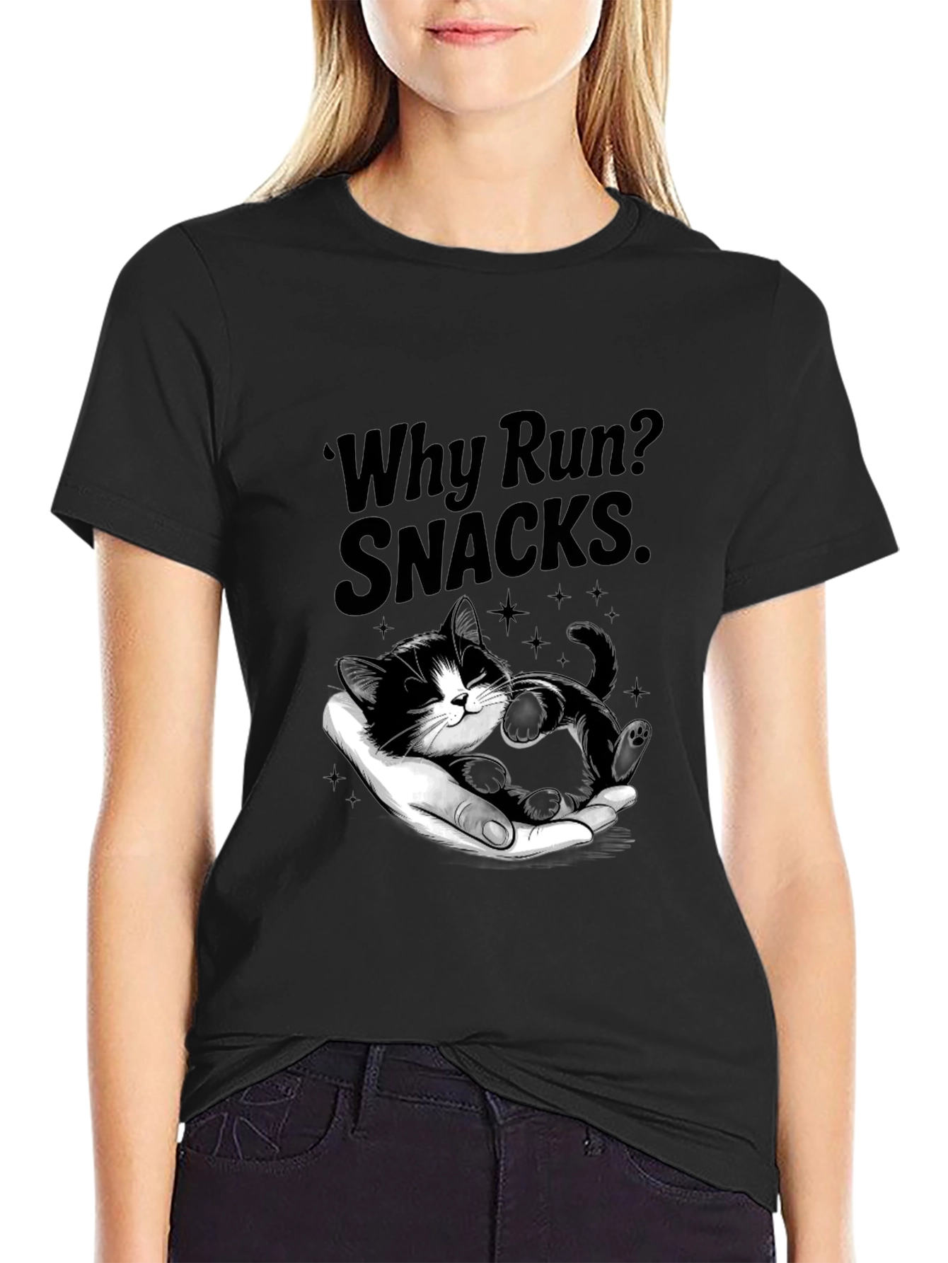 Why Run? Snacks T-Shirt - Cute Kitten Design