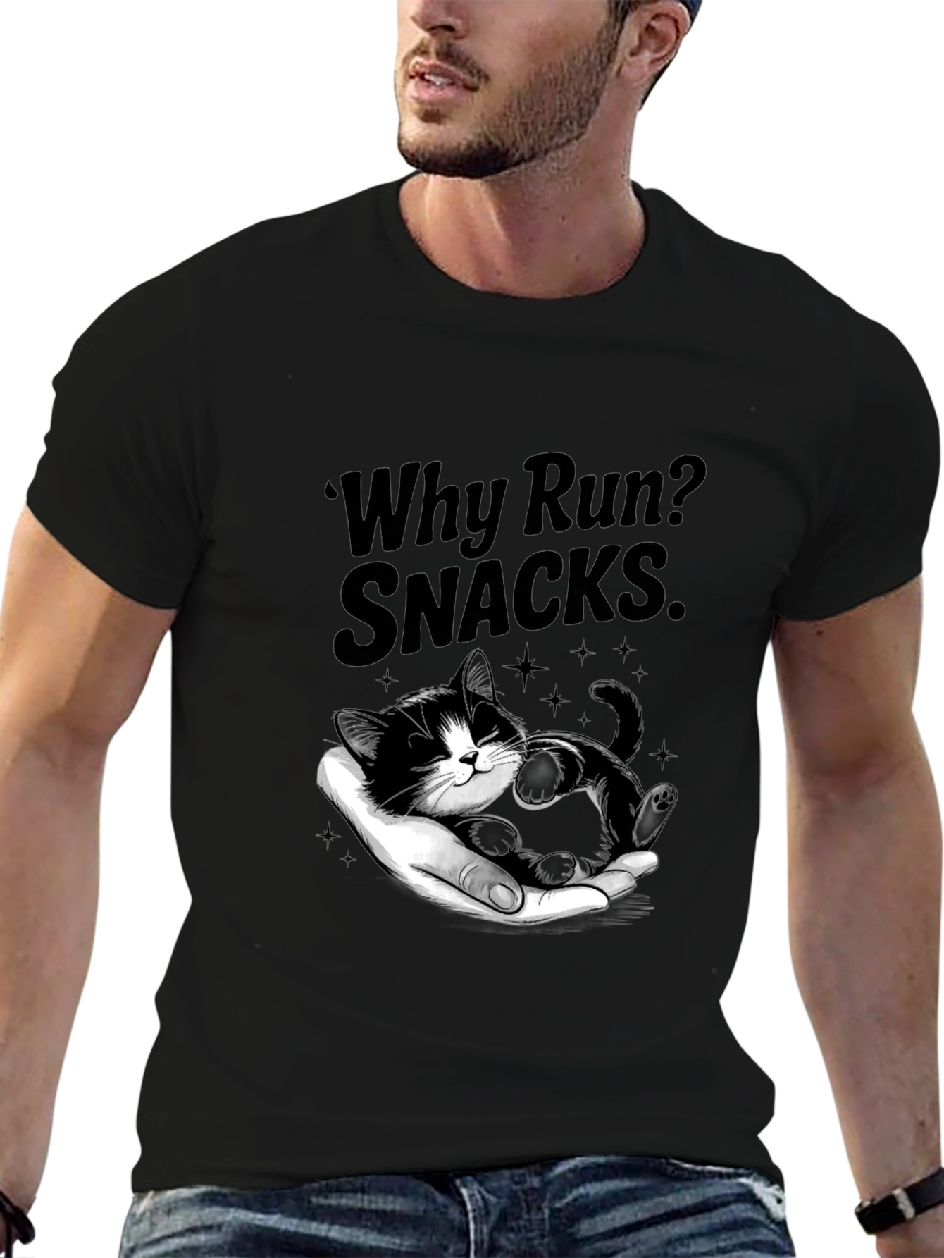 Why Run? Snacks T-Shirt - Cute Kitten Design