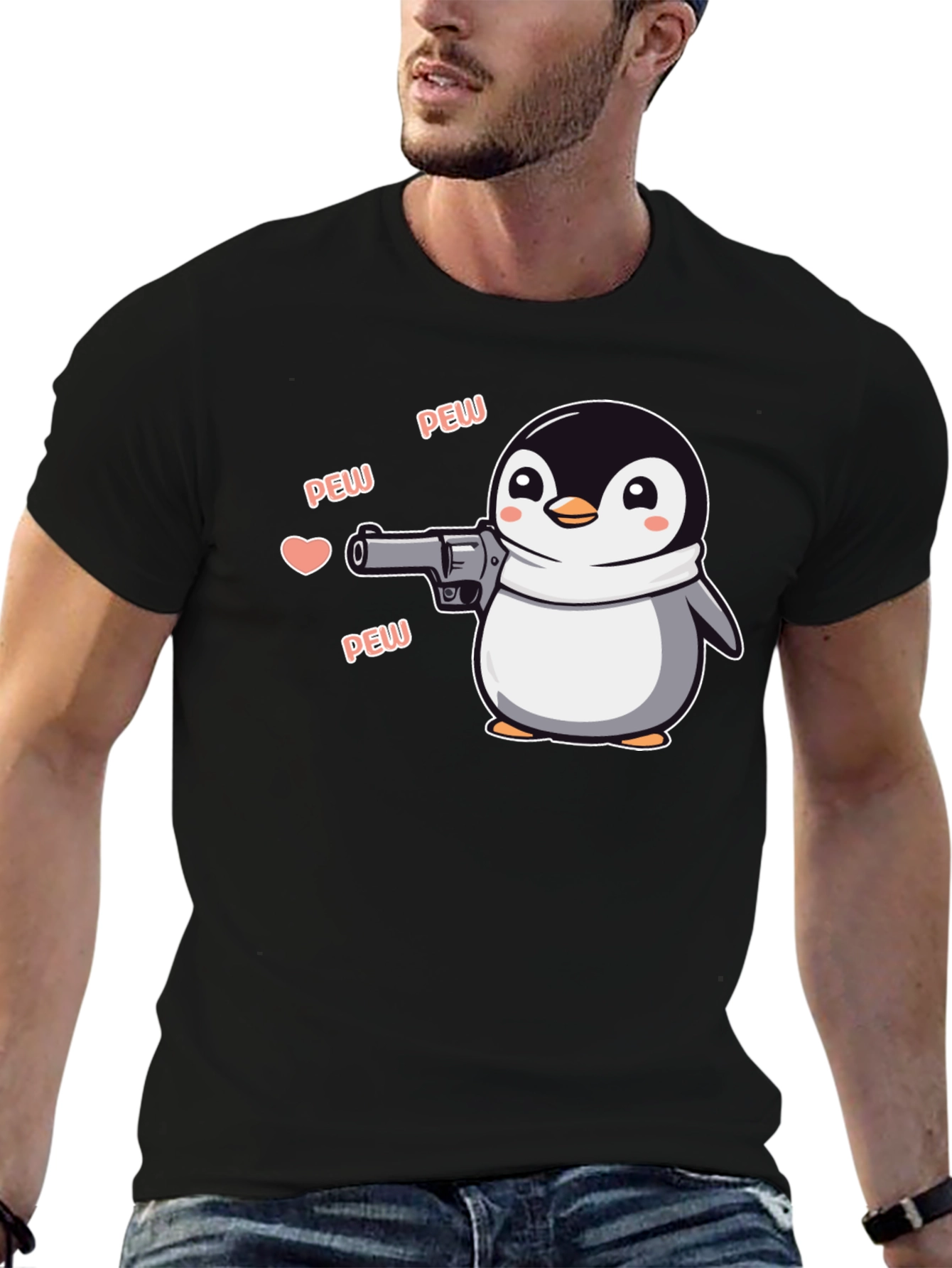 Penguin with a Gun Graphic Tee