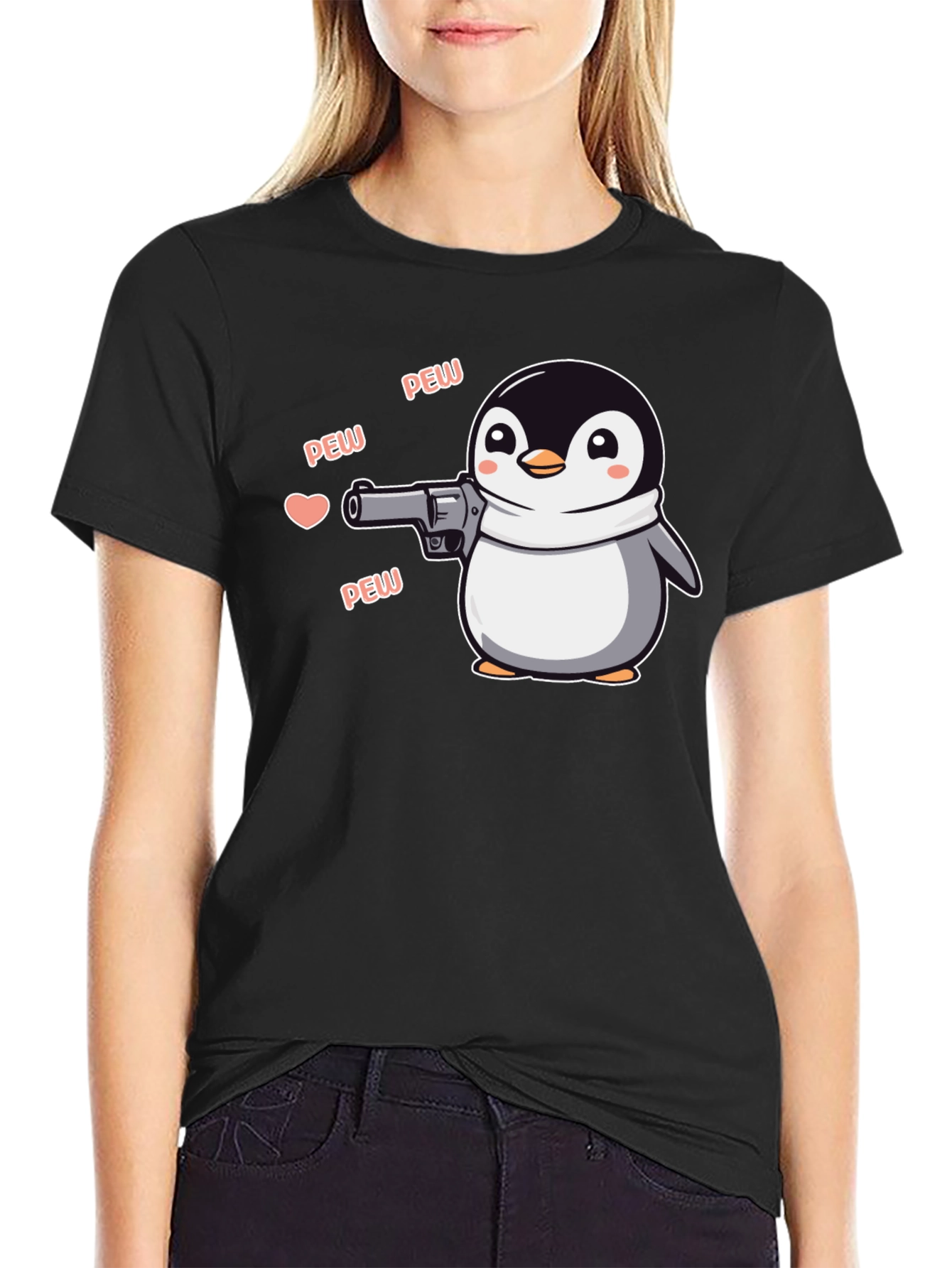 Penguin with a Gun Graphic Tee