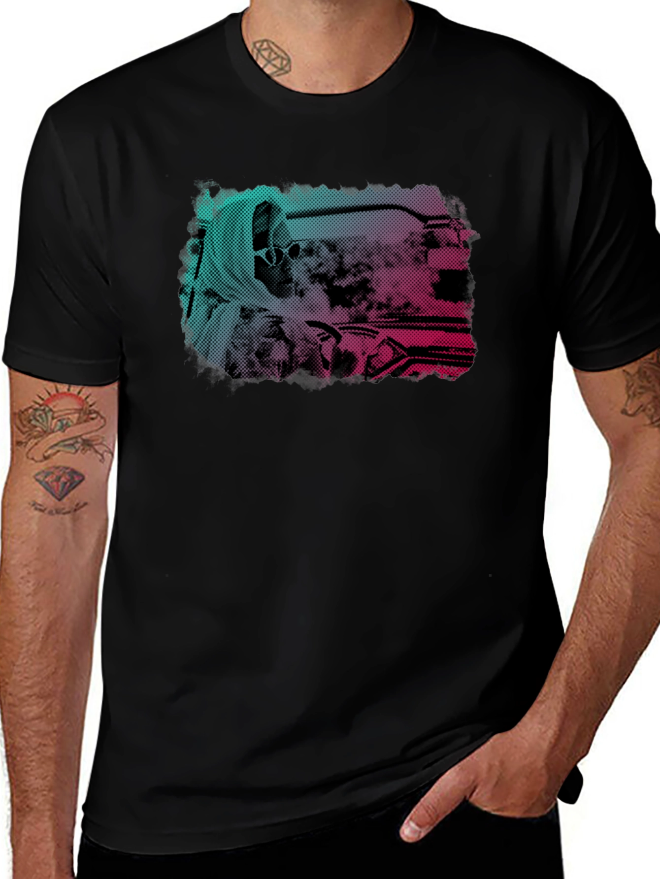 Retro Halftone Graphic Print T-Shirt