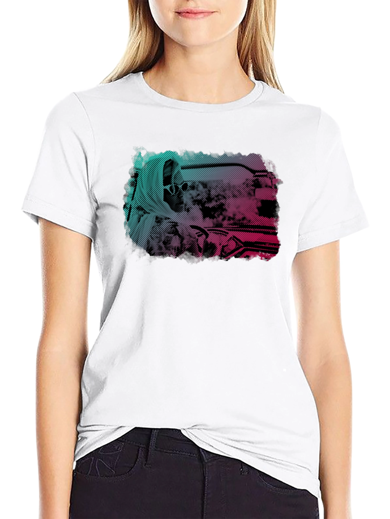 Retro Halftone Graphic Print T-Shirt