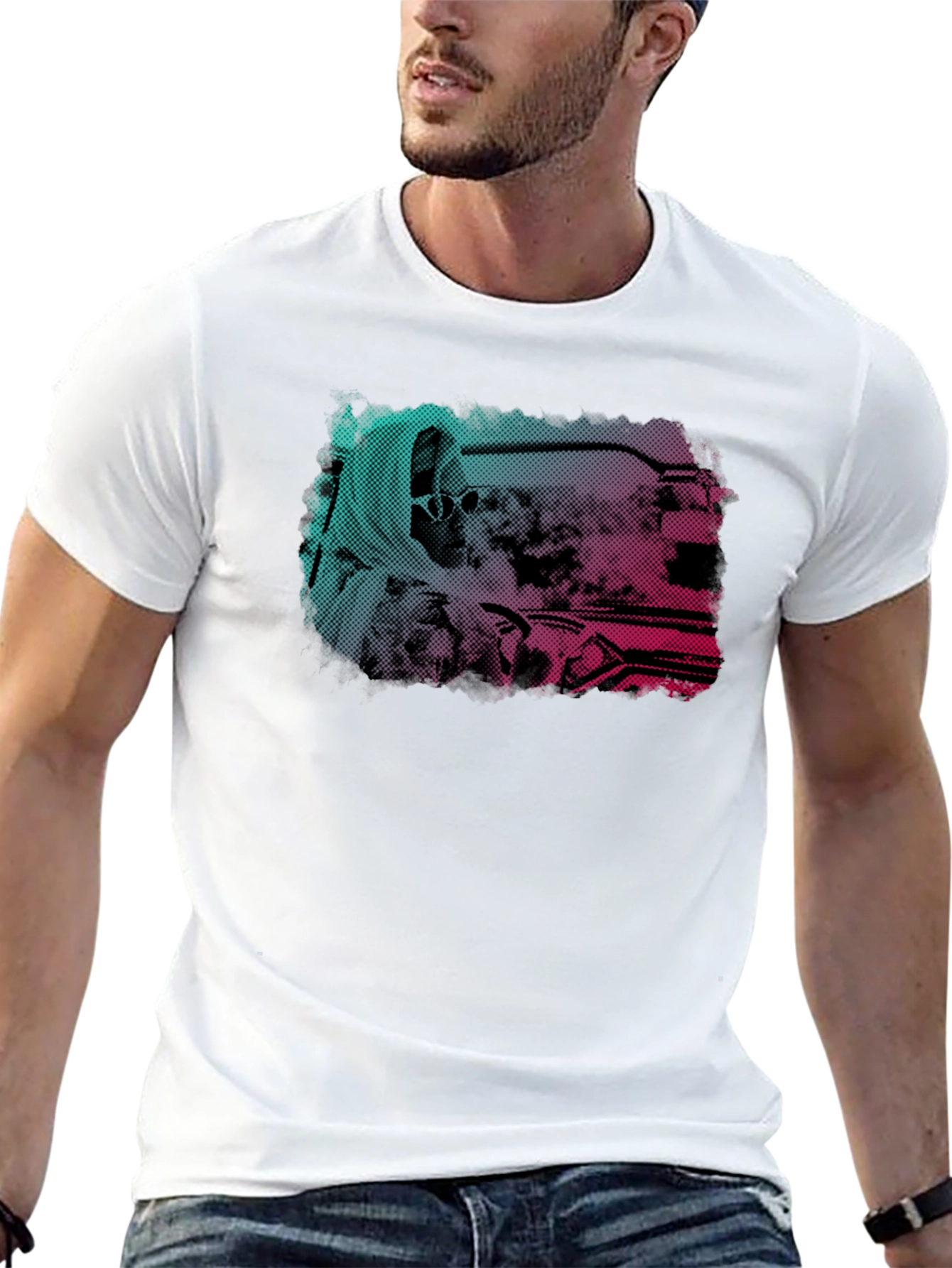 Retro Halftone Graphic Print T-Shirt