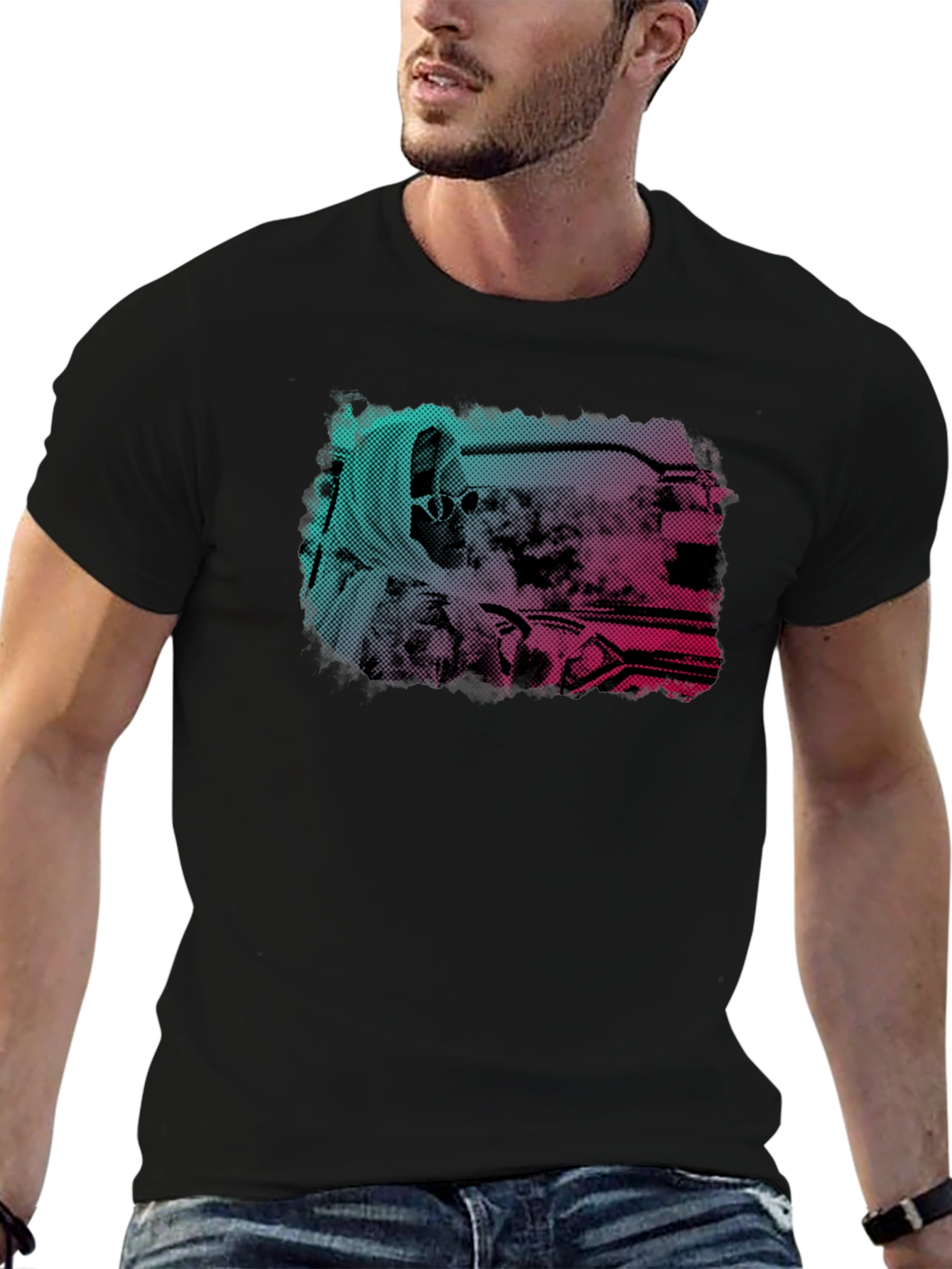 Retro Halftone Graphic Print T-Shirt