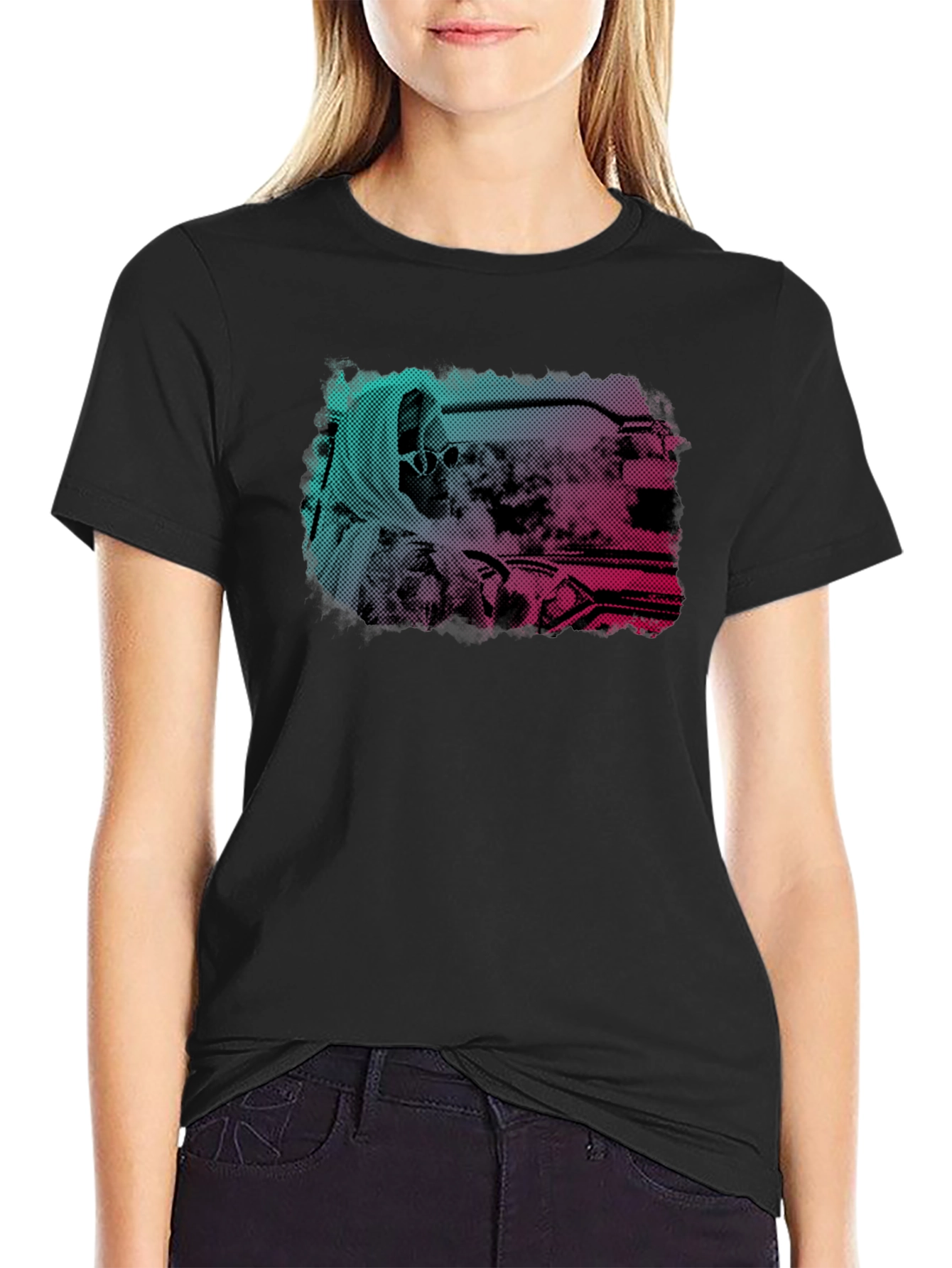 Retro Halftone Graphic Print T-Shirt