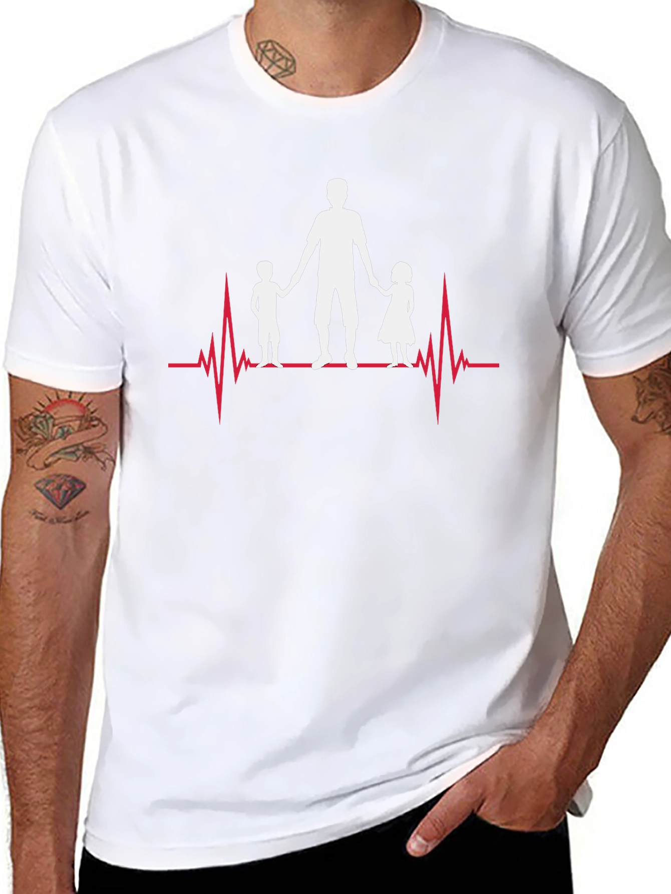 Dad & Kids Heartbeat Graphic Tee