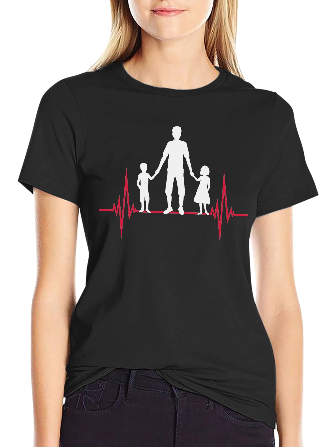 Dad & Kids Heartbeat Graphic Tee