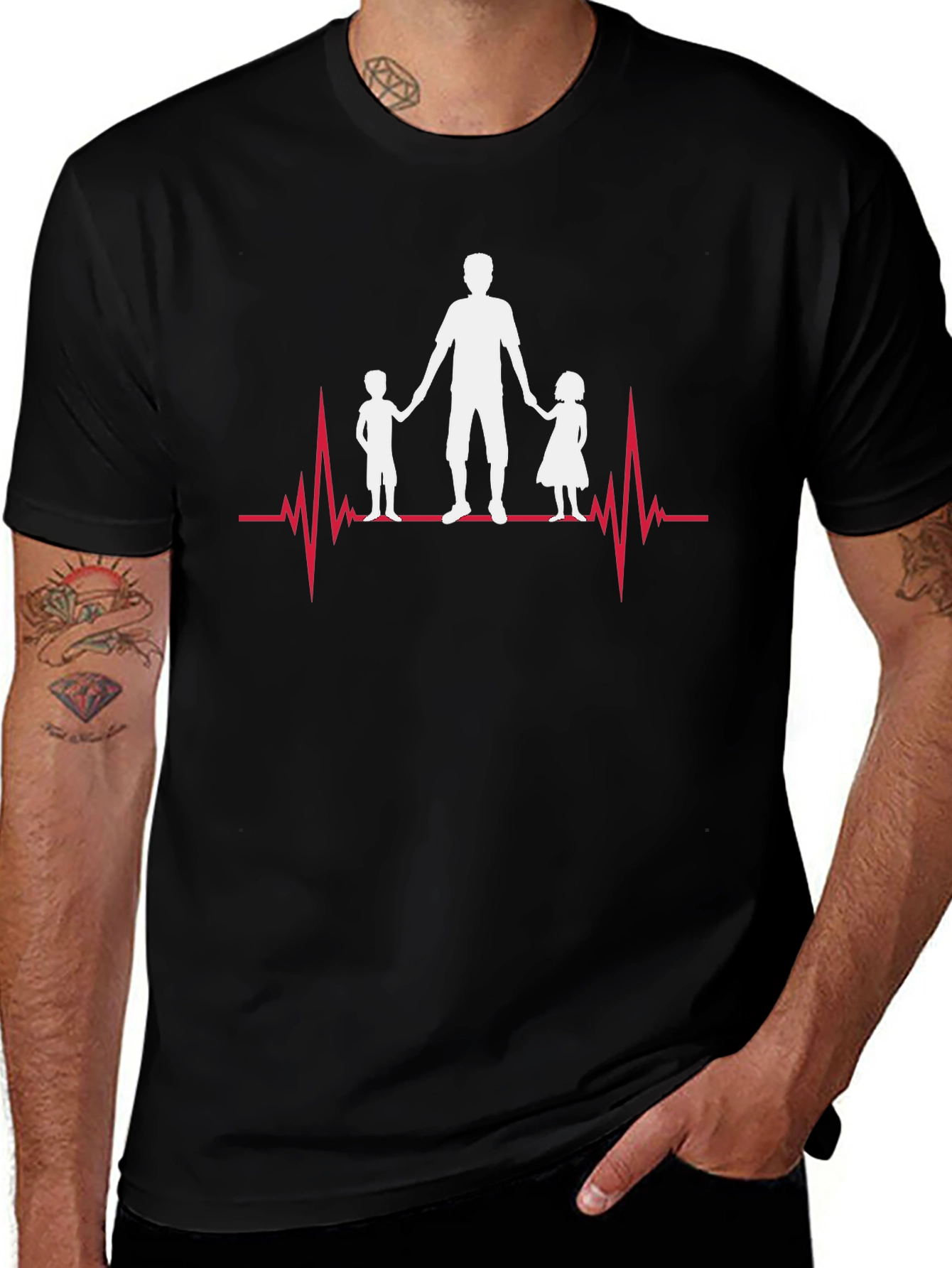 Dad & Kids Heartbeat Graphic Tee