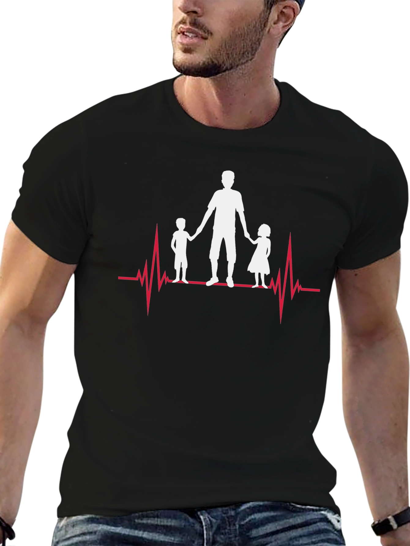Dad & Kids Heartbeat Graphic Tee