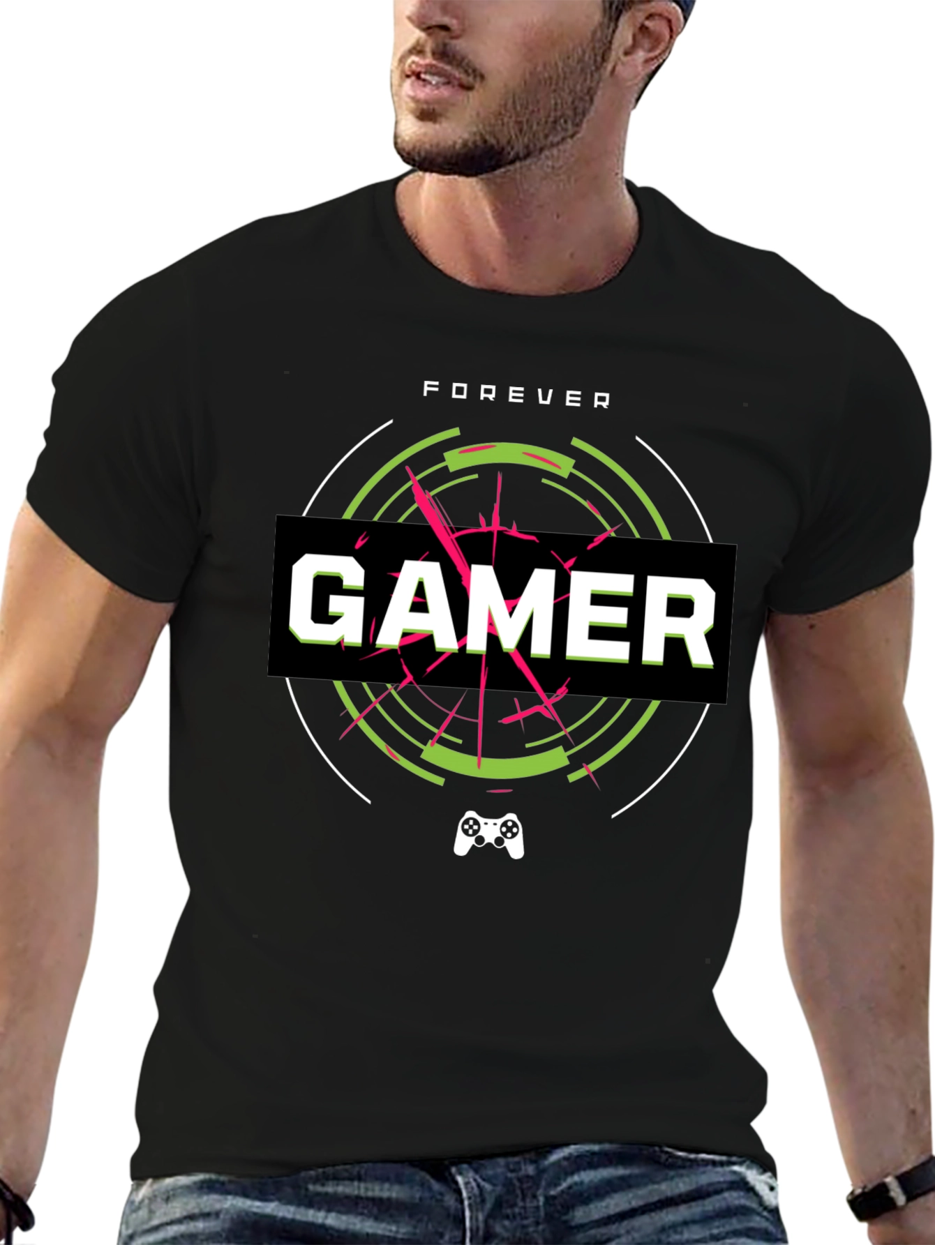 Forever Gamer Black Graphic Tee