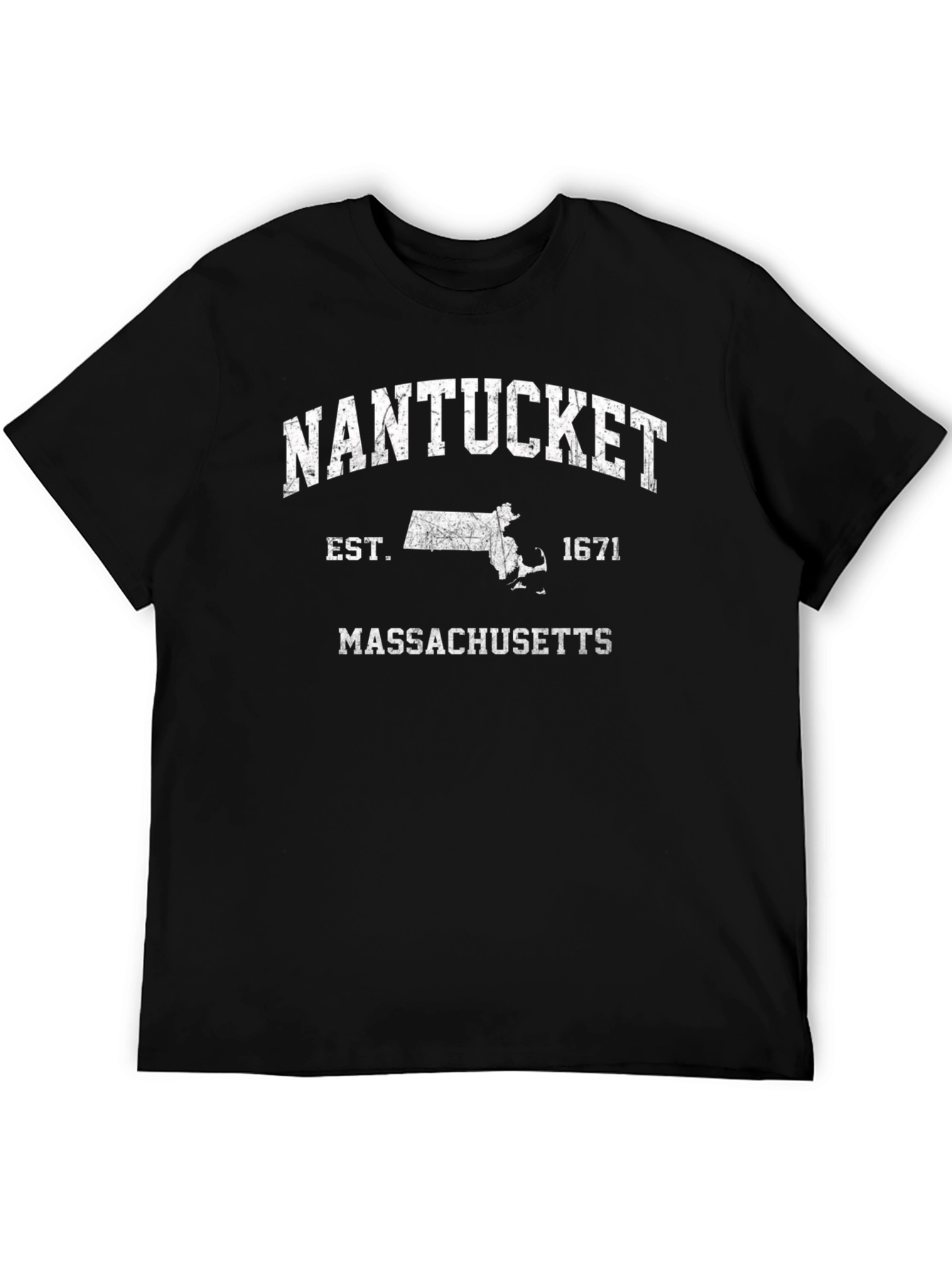 Nantucket Massachusetts T-Shirt - EST. 1671 Black Tee