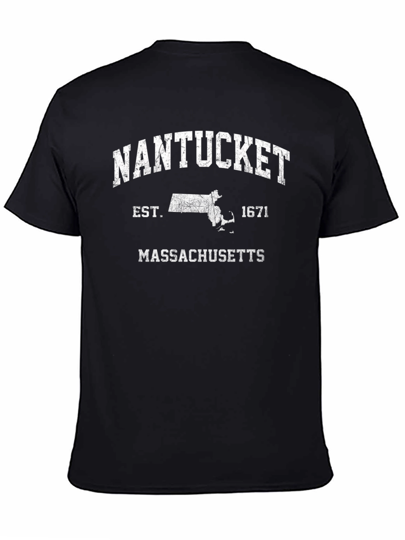 Nantucket Massachusetts T-Shirt - EST. 1671 Black Tee