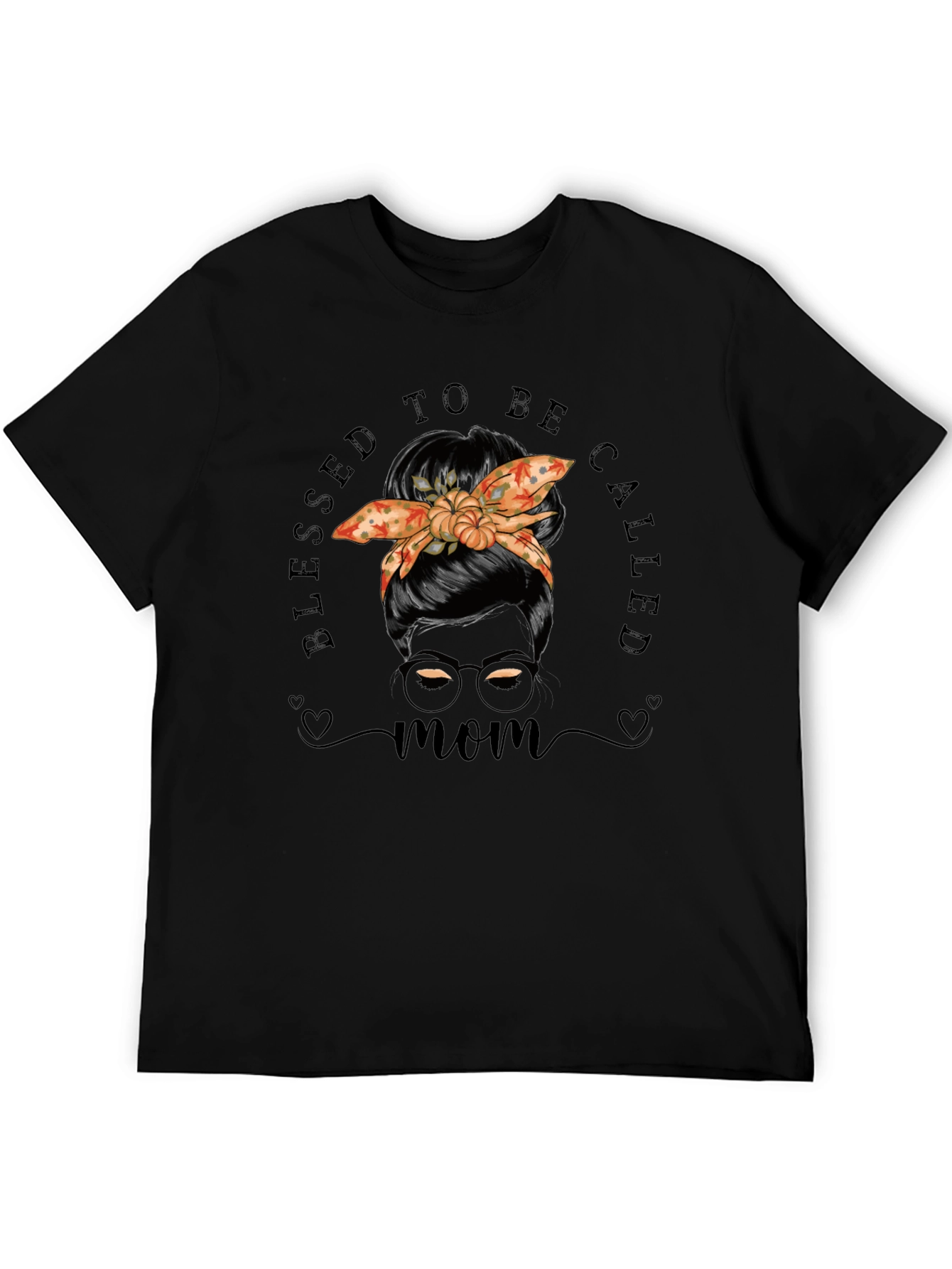 Blessed Mom T-Shirt with Pumpkin Bandana Graphic