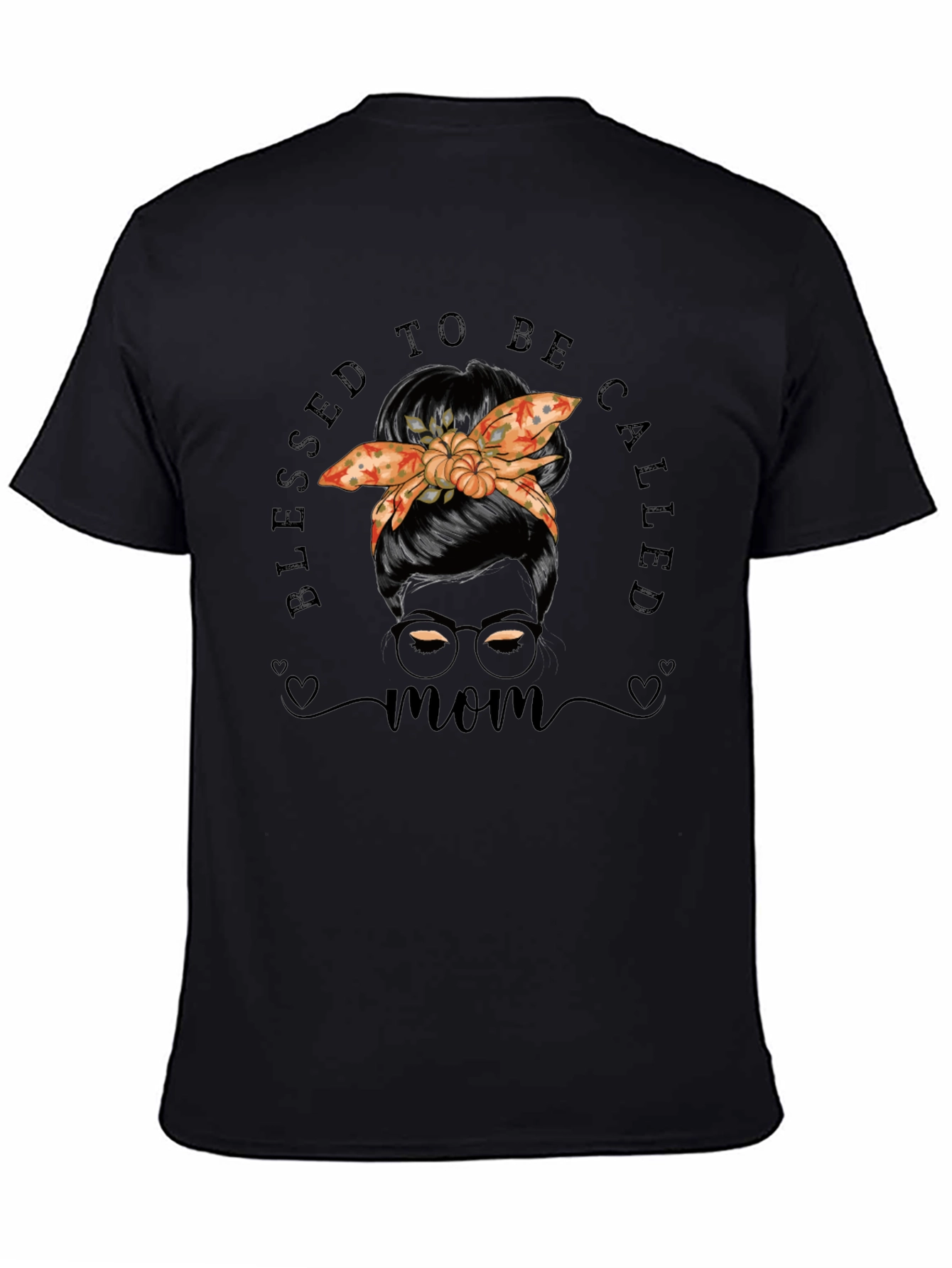 Blessed Mom T-Shirt with Pumpkin Bandana Graphic