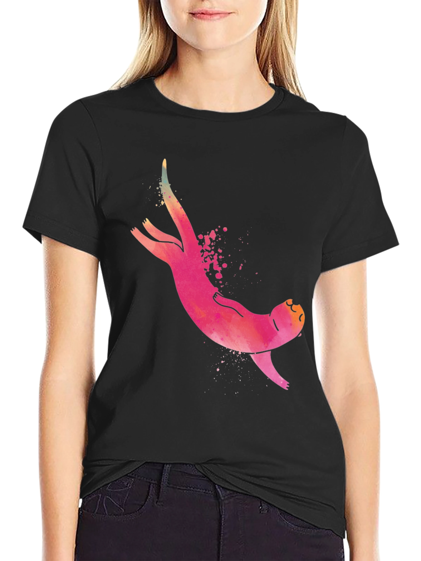 Mens Sloth Graphic Tee - Black Casual T-Shirt
