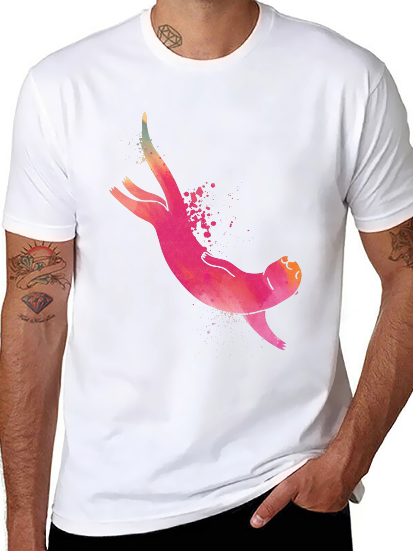 Mens Sloth Graphic Tee - Black Casual T-Shirt