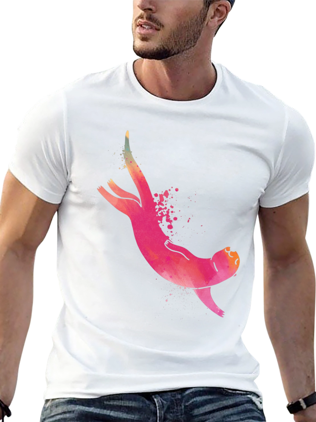 Mens Sloth Graphic Tee - Black Casual T-Shirt