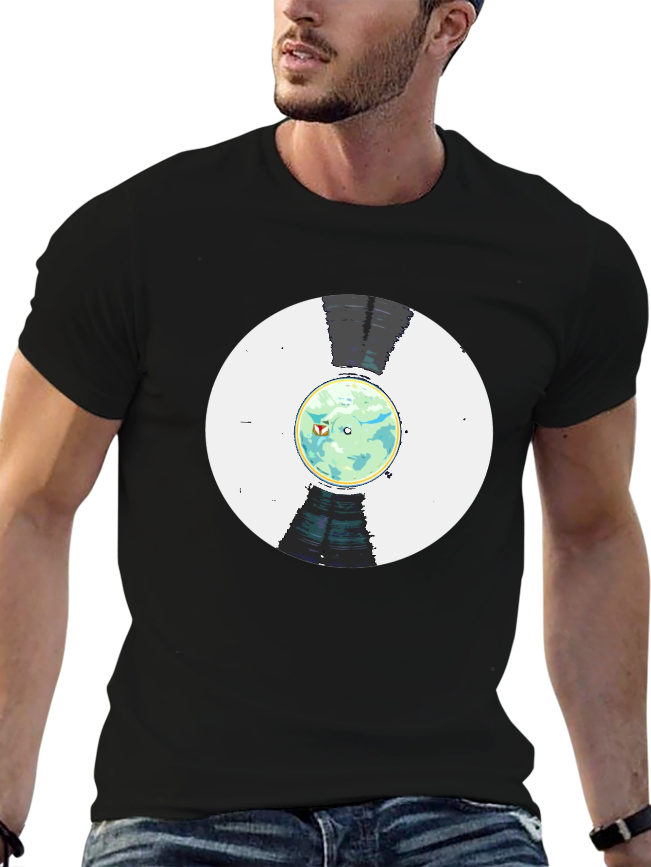 Retro Planet Record Black T-Shirt