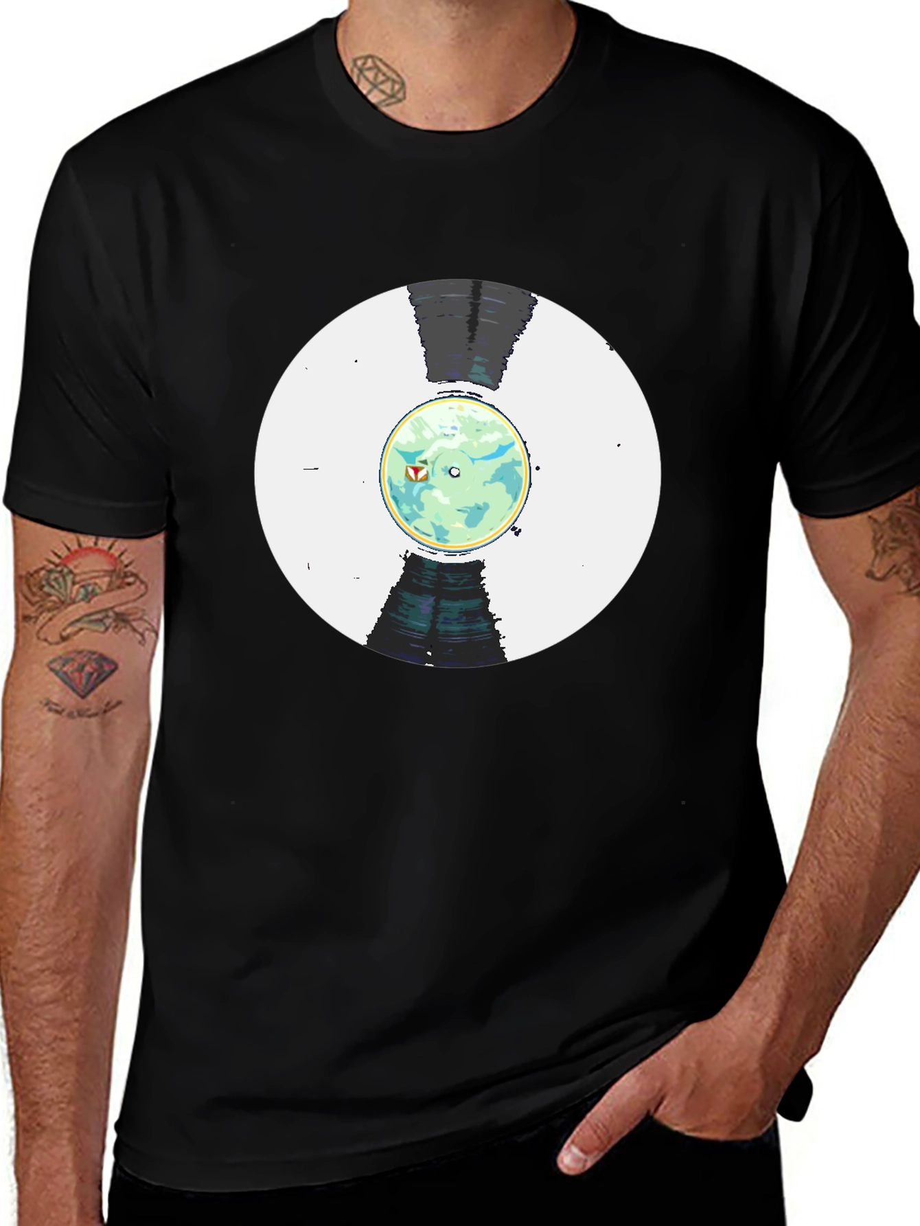 Retro Planet Record Black T-Shirt