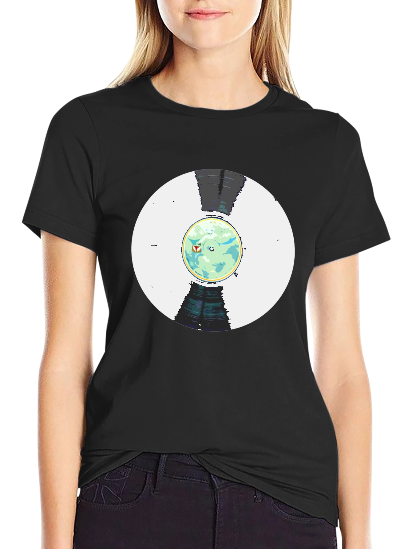 Retro Planet Record Black T-Shirt