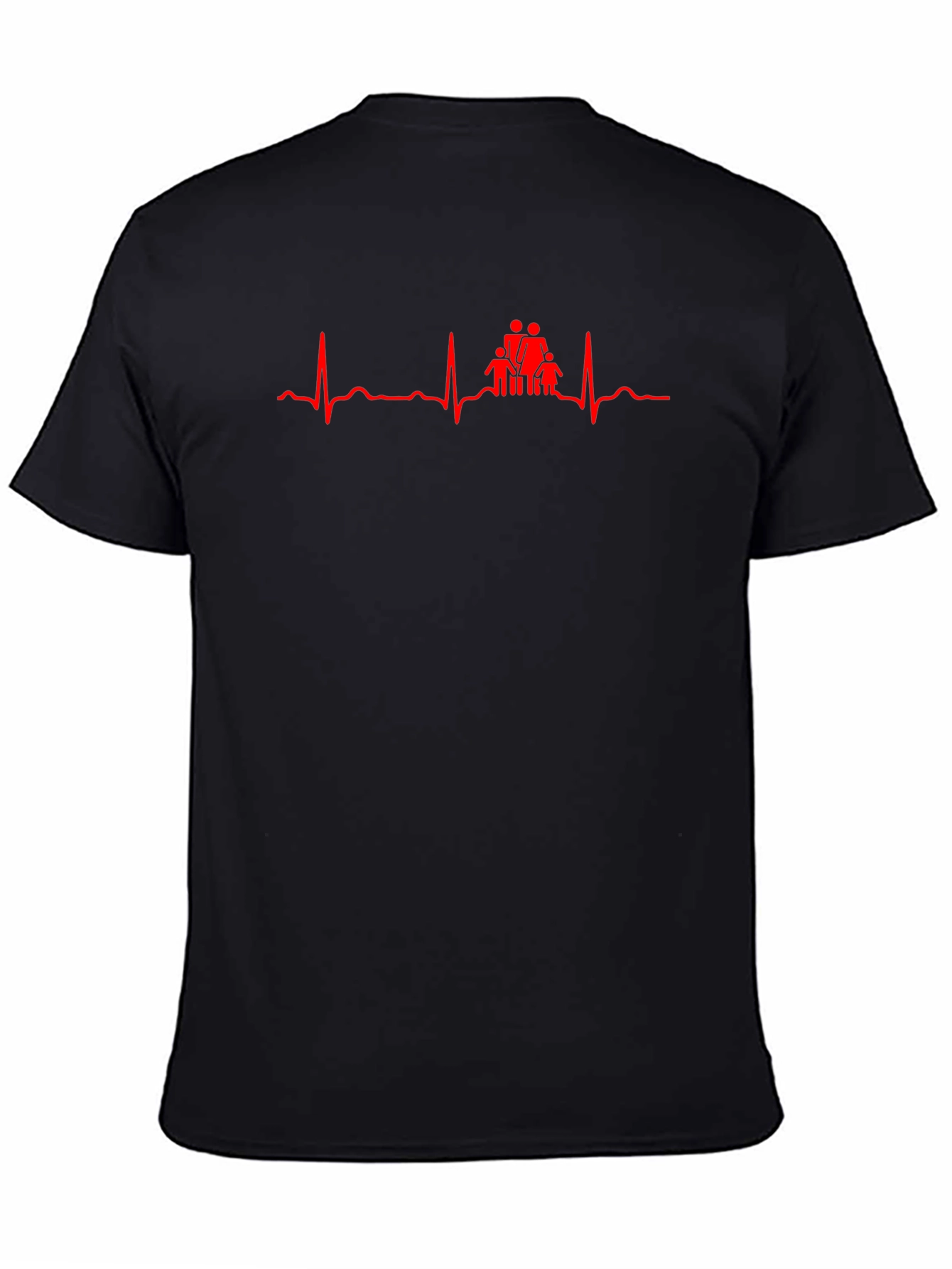 Family Heartbeat Graphic Tee - Black