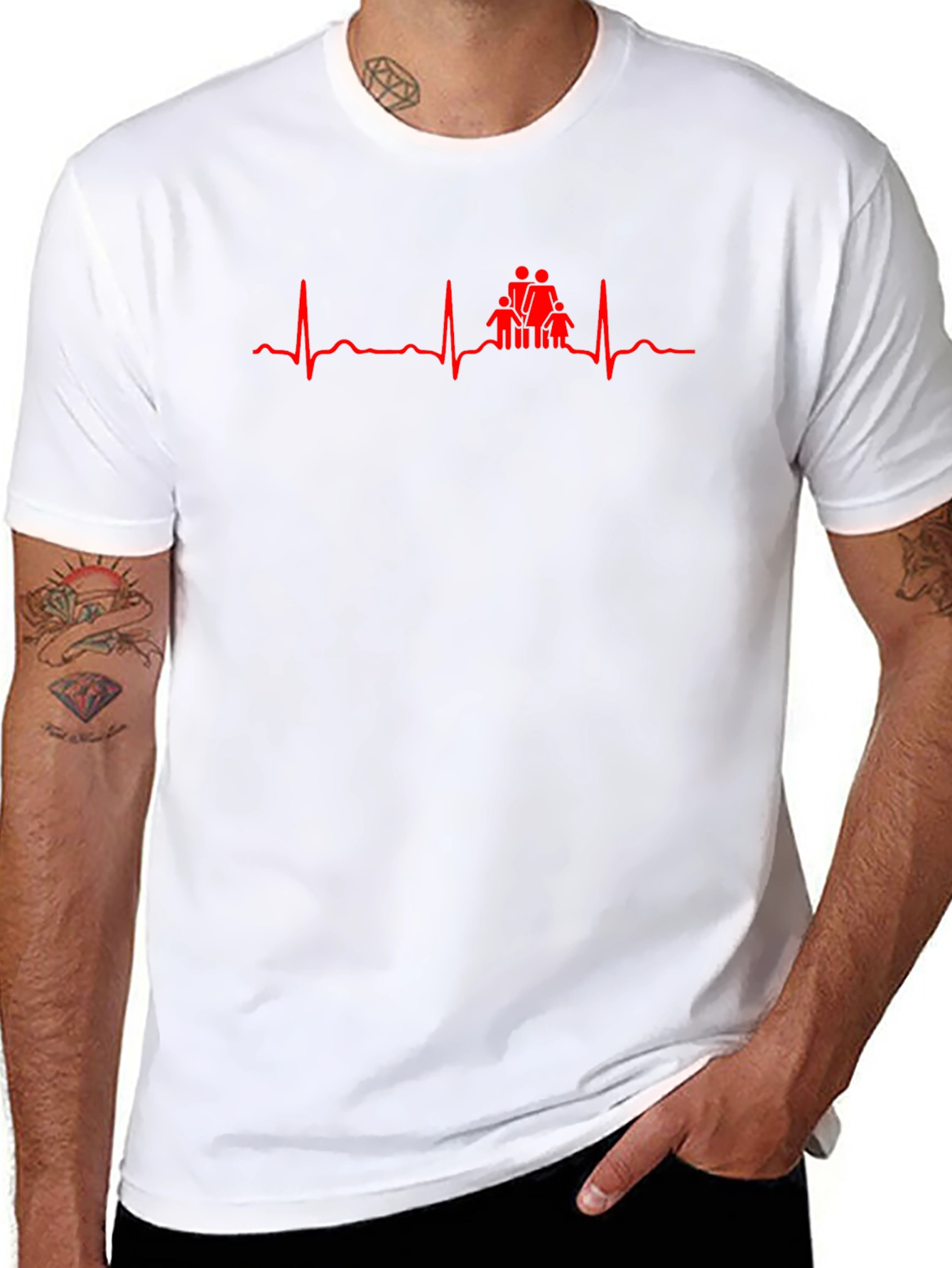 Family Heartbeat Graphic Tee - Black