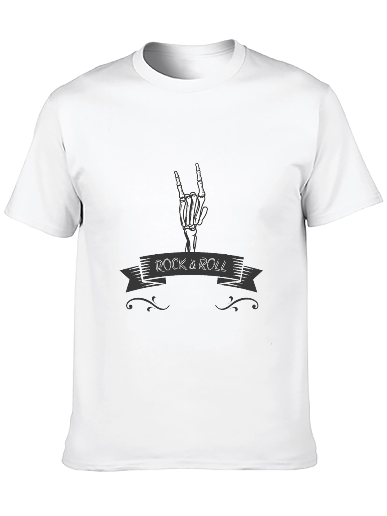 Rock and Roll Skeleton Hand Graphic T-Shirt