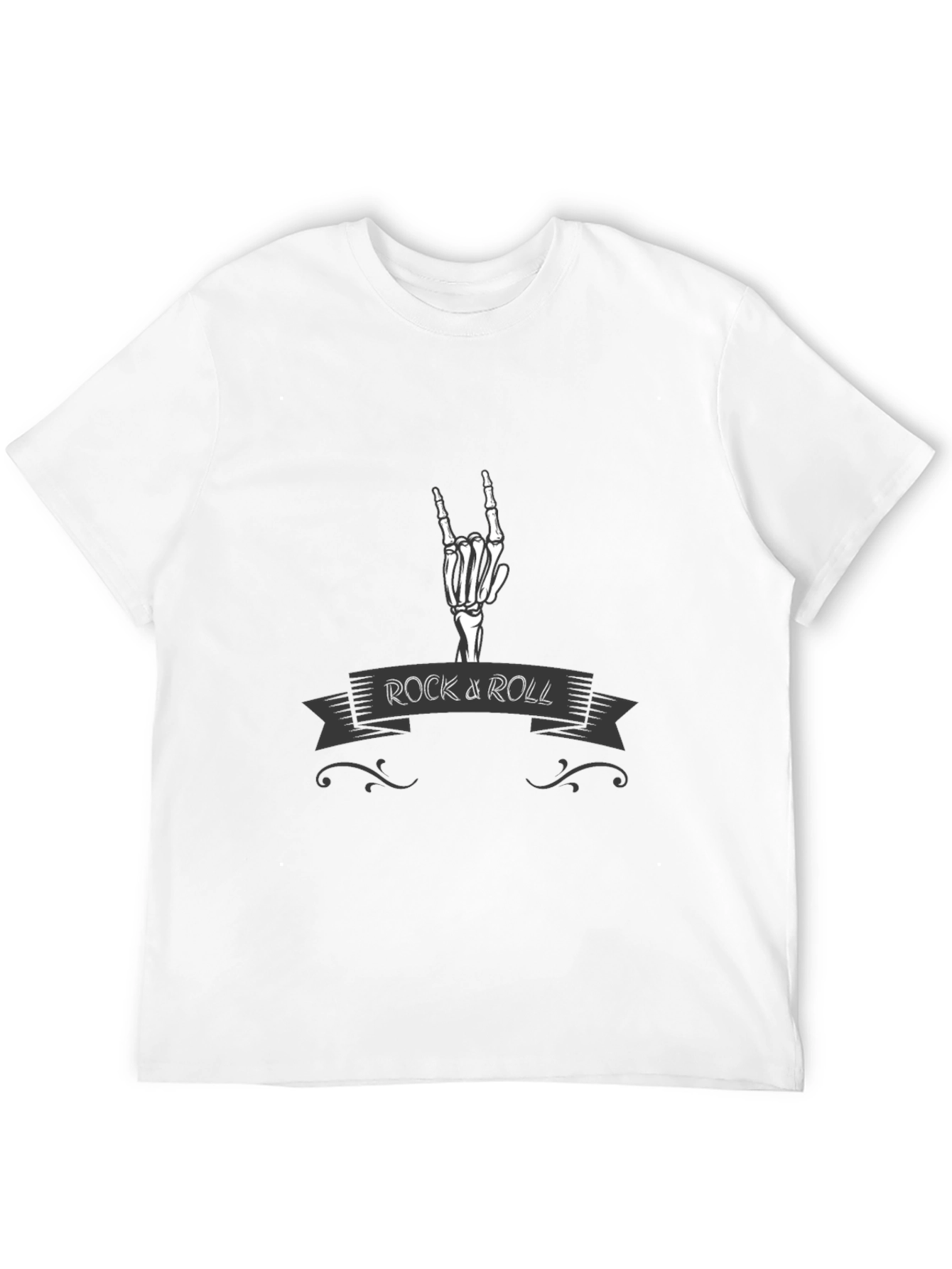 Rock and Roll Skeleton Hand Graphic T-Shirt