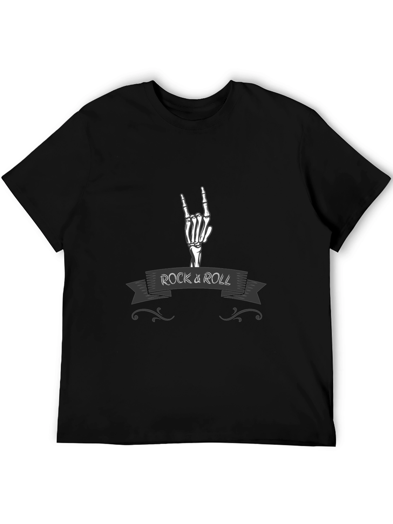 Rock and Roll Skeleton Hand Graphic T-Shirt