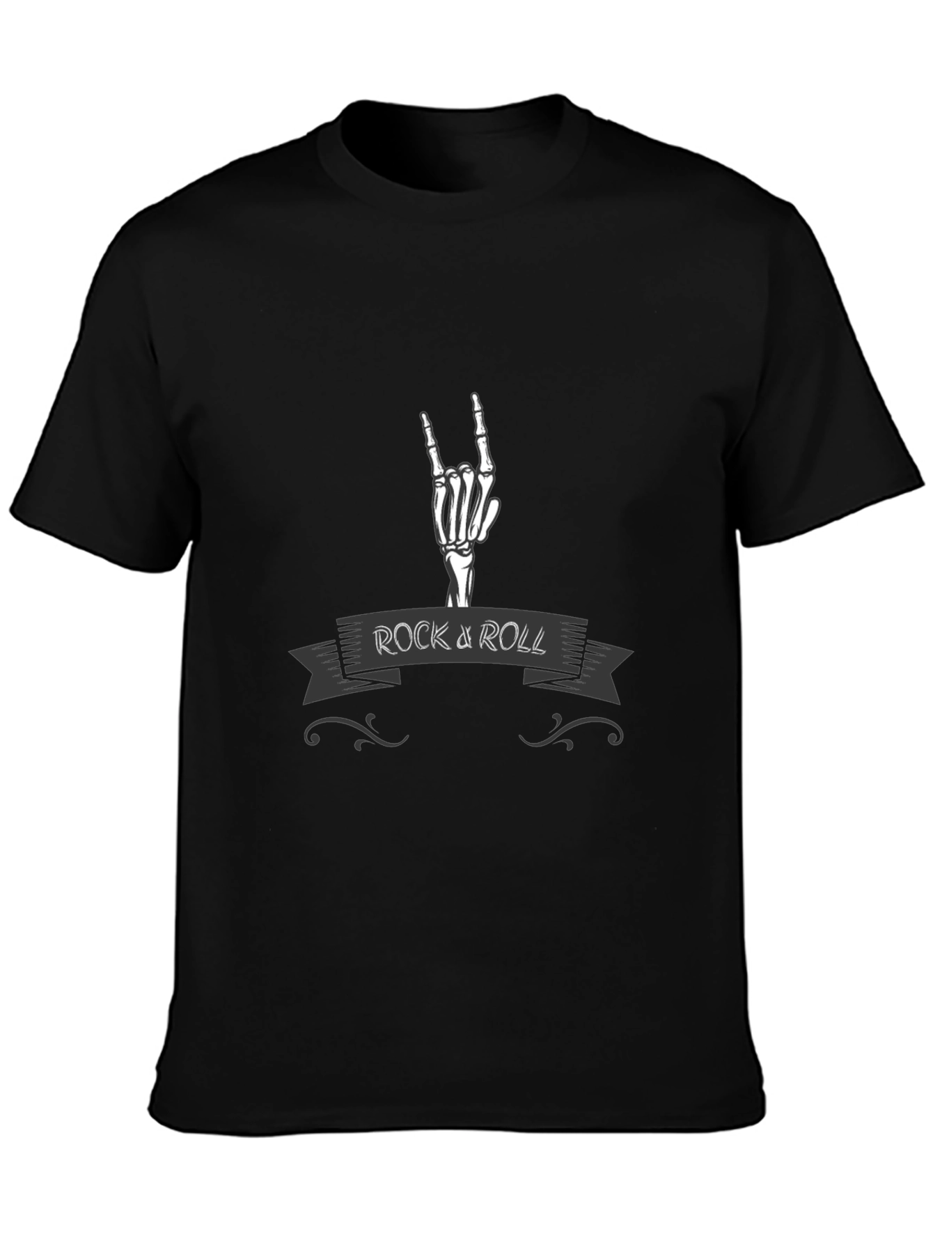 Rock and Roll Skeleton Hand Graphic T-Shirt