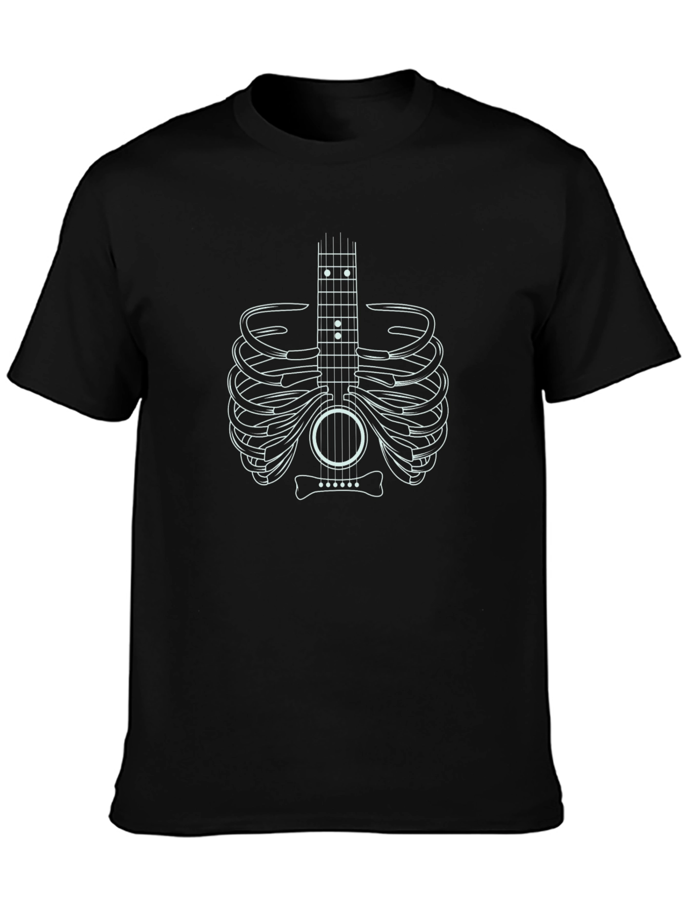 Guitar Rib Cage Graphic Tee - Musician Skeleton T-Shirt